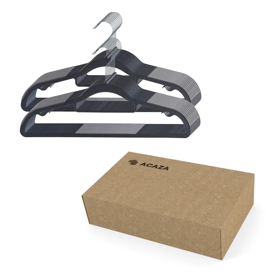 Kunststof kledinghangers - Set van 20 - antislip - met broeklat - Zwart