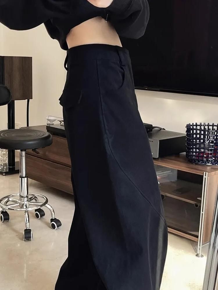 Litoya - Hoge taille effen wijde broek