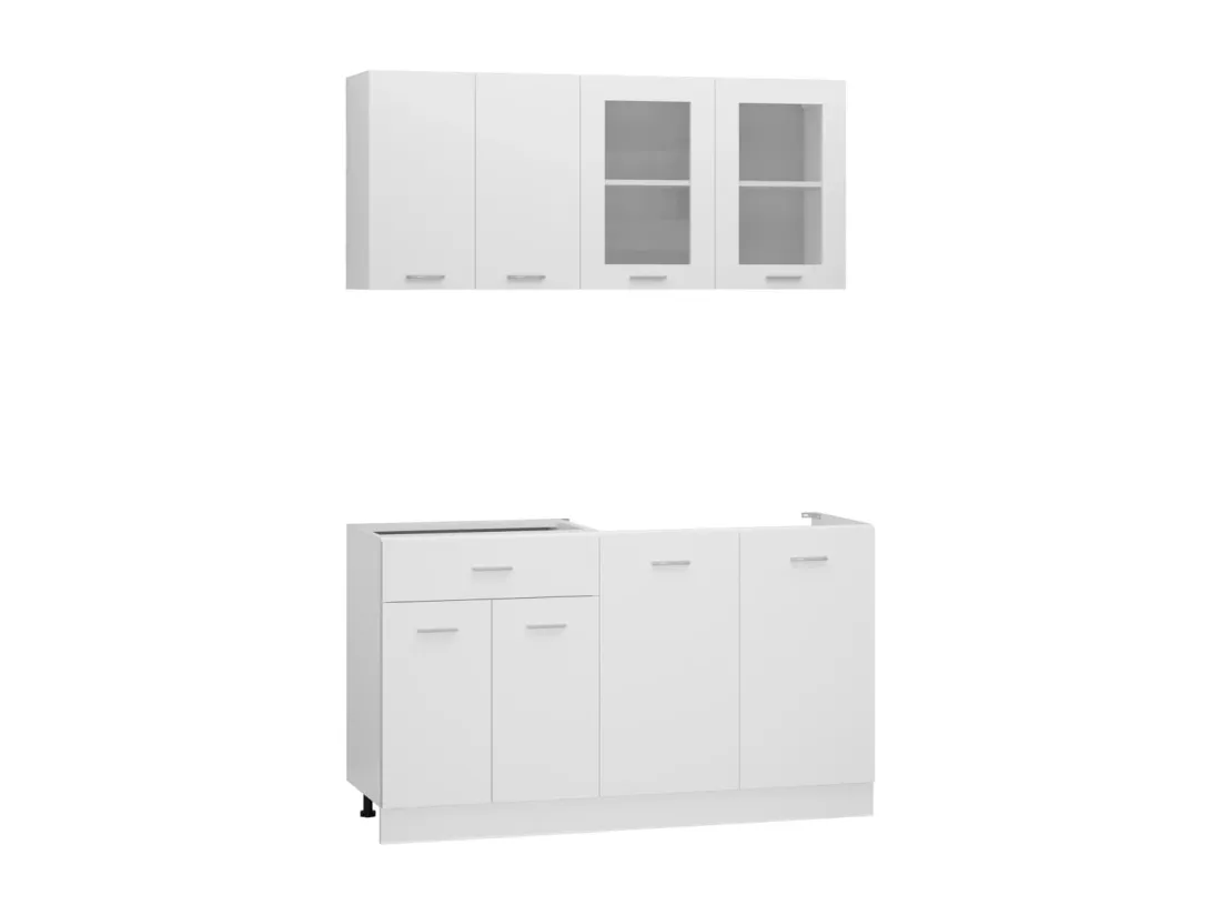 Ensemble de meubles de cuisine 4 pcs Blanc Bois d'ingénierie