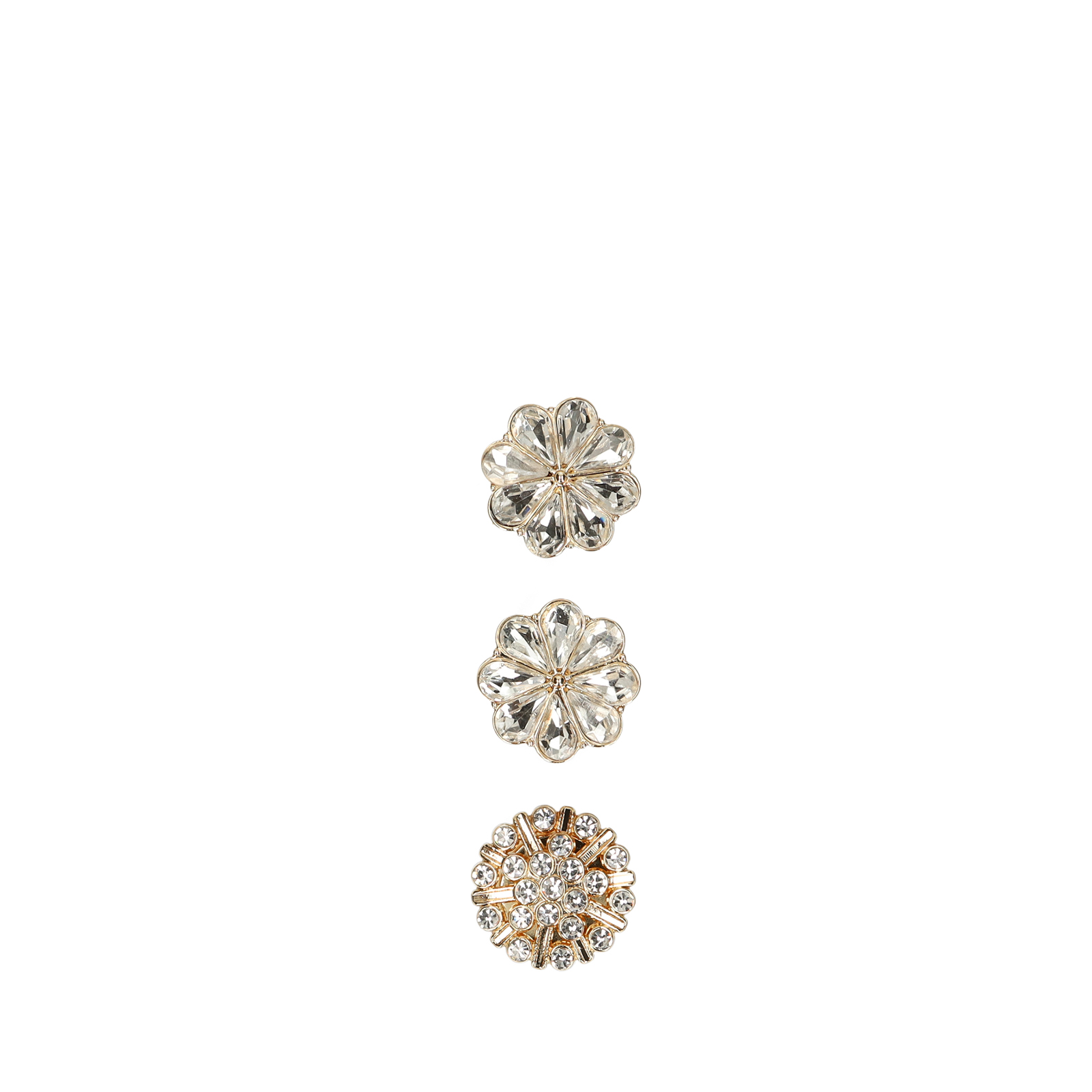 3 pack goudkleurige click on buttons