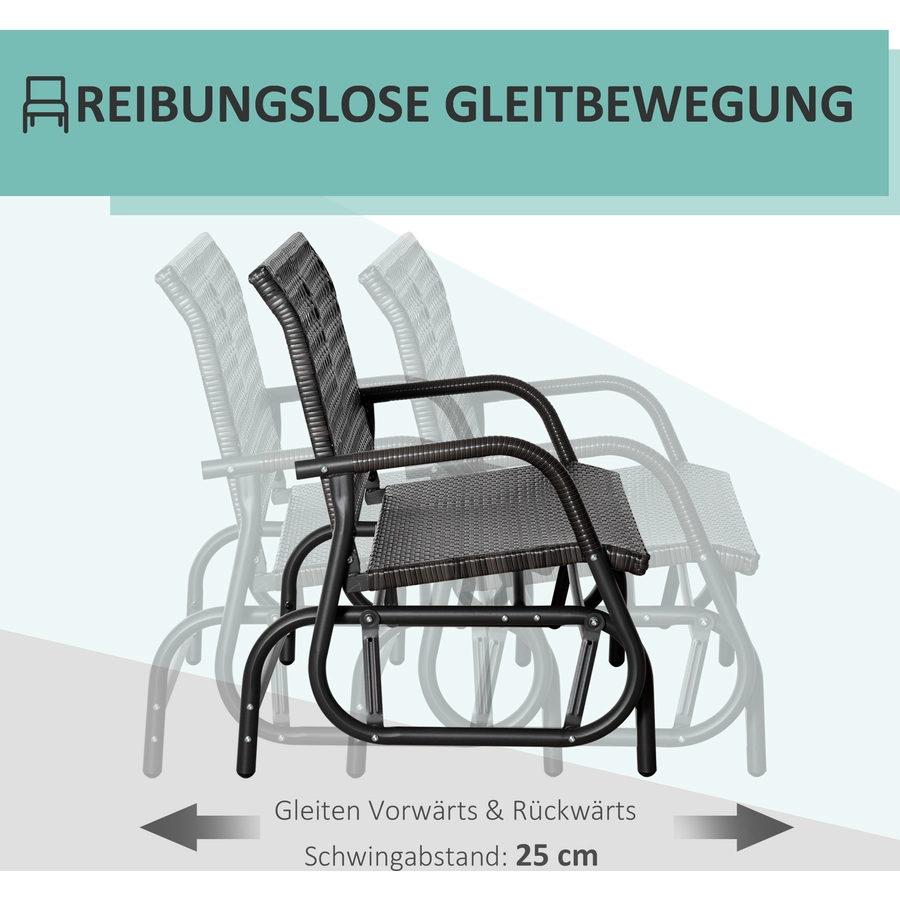 Outsunny Schaukelbank mit 2-in-1-Design dunkelgrau