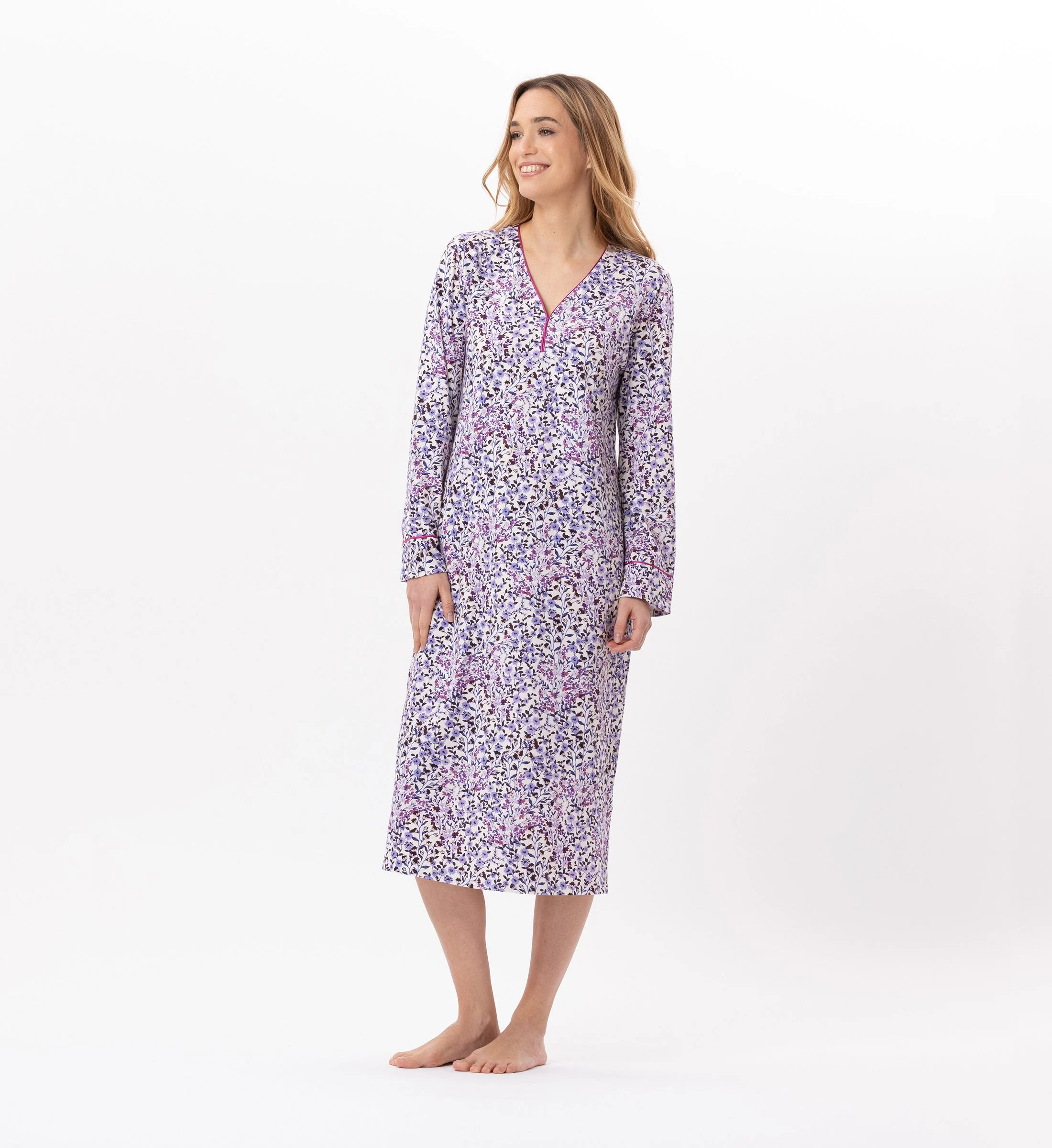Chemise de nuit longue en jersey | Multicolore