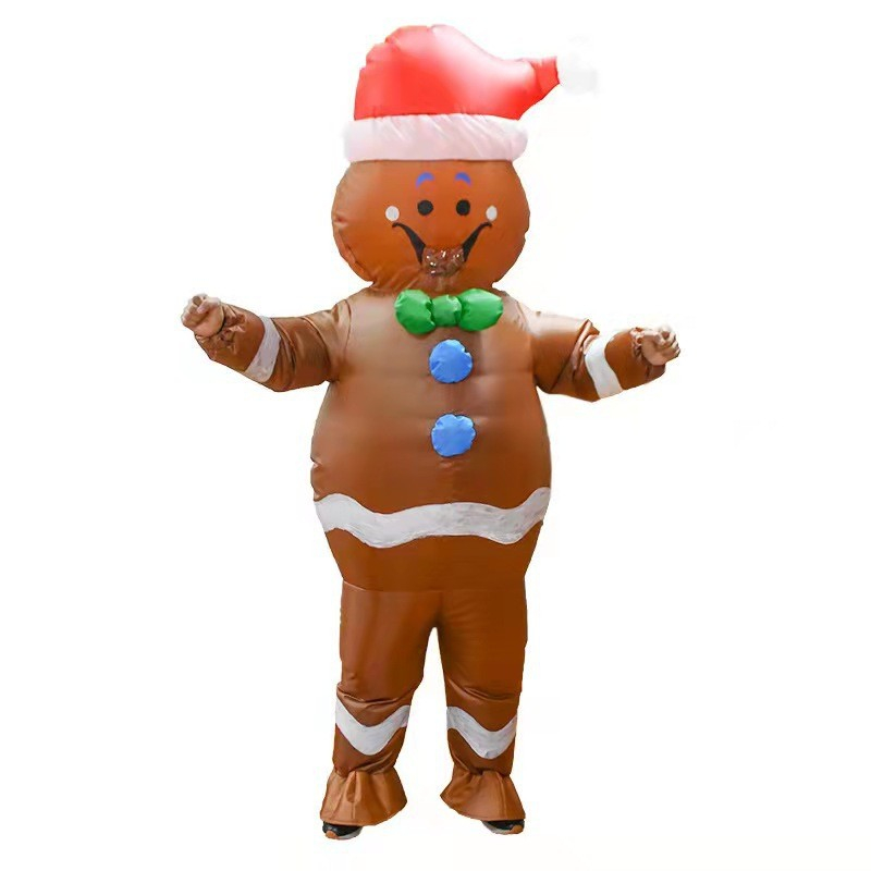 (170-180cm) Christmas Erwachsenen Kostüm Aufblasbare Weihnachts Verkleidung für Motto Partys - Lebkuchenmann
