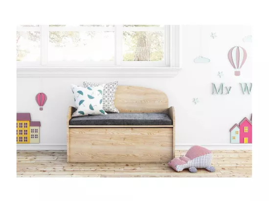 Banc coffre de rangement en pin brut 78 litres