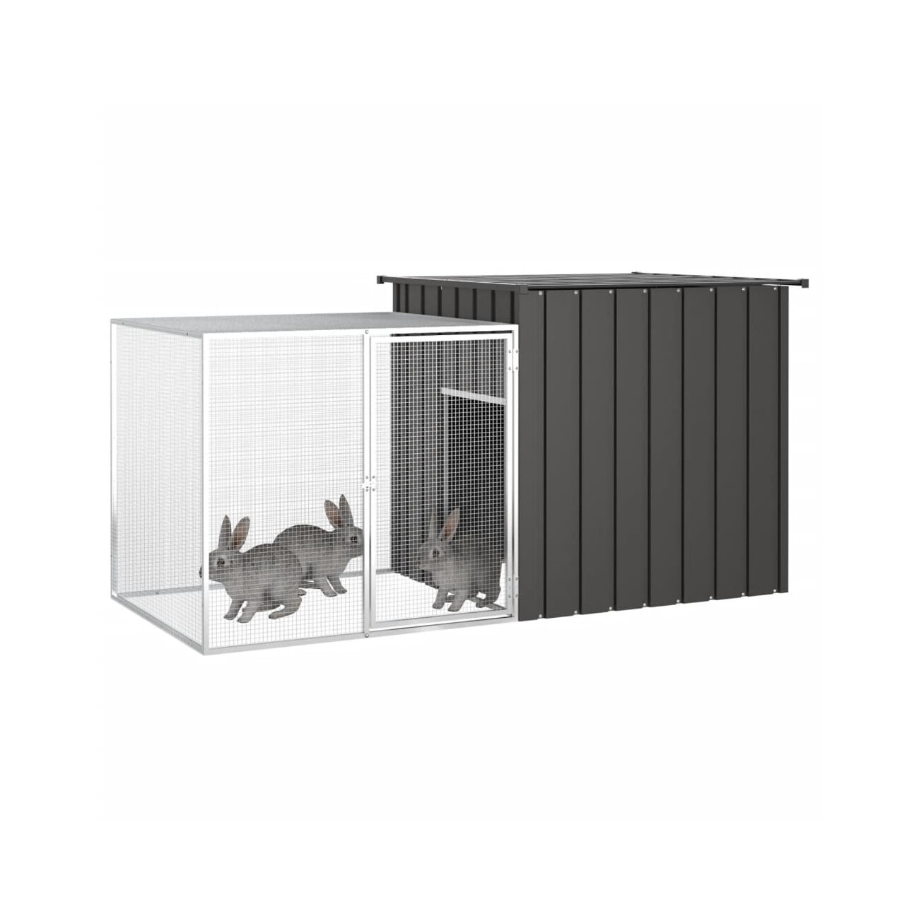 VidaXL Kaninchenkäfig 200x91x100cm Verzinkter Stahl Hasenstall anthrazit