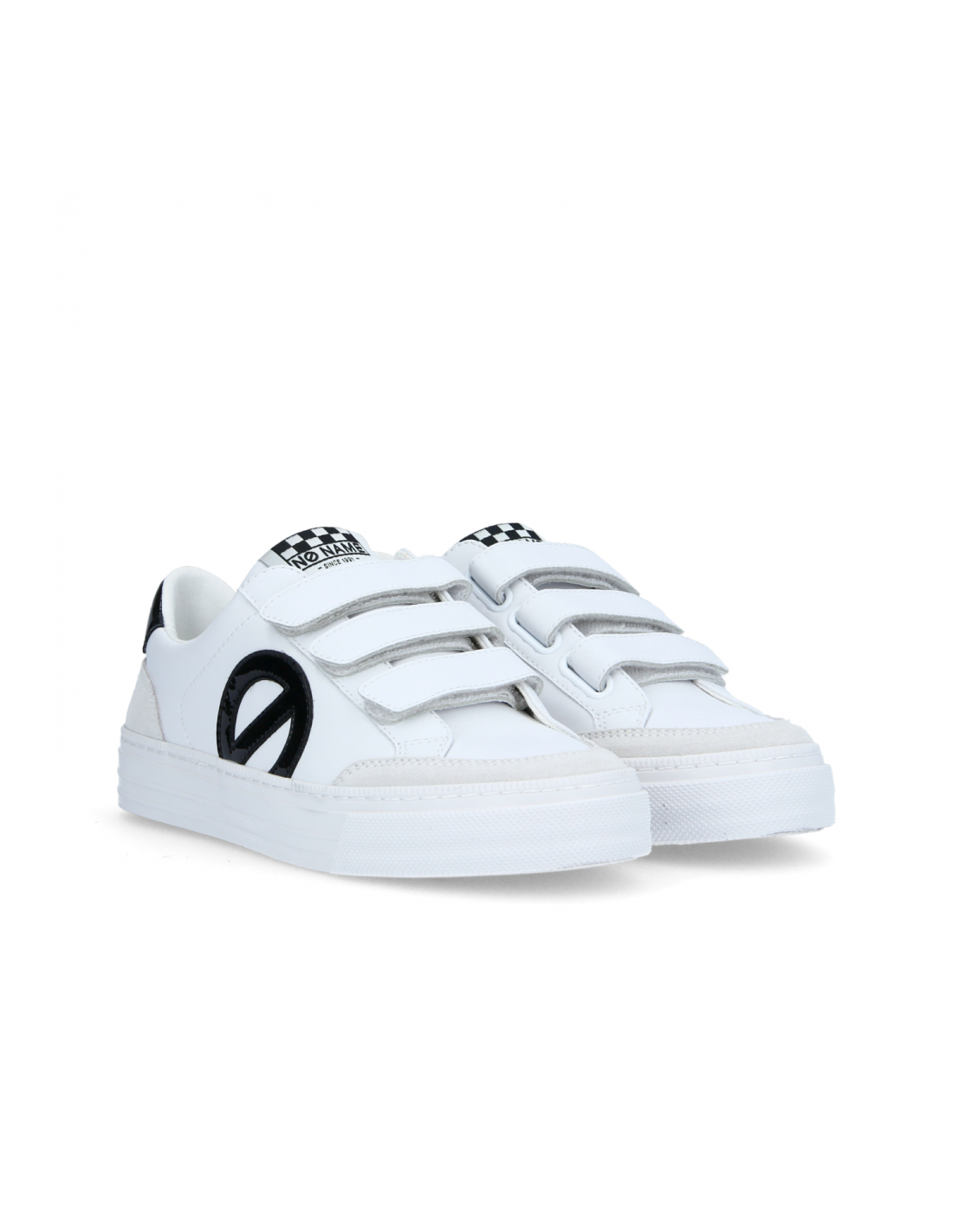 no name baskets de ville femme strike straps cuir blanc/noir