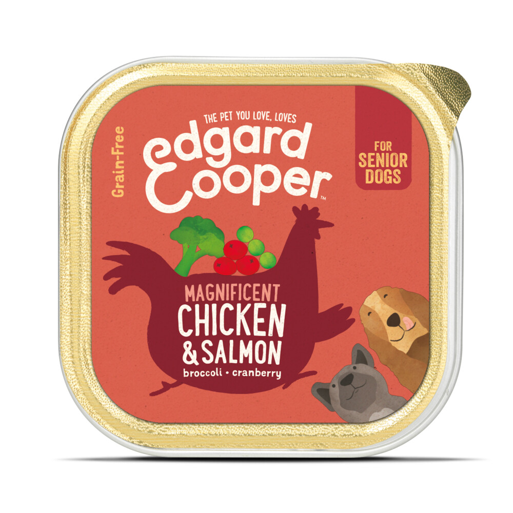 11x Edgard & Cooper Kuipje Vers Vlees Senior Hondenvoer Kip - Zalm150 gr