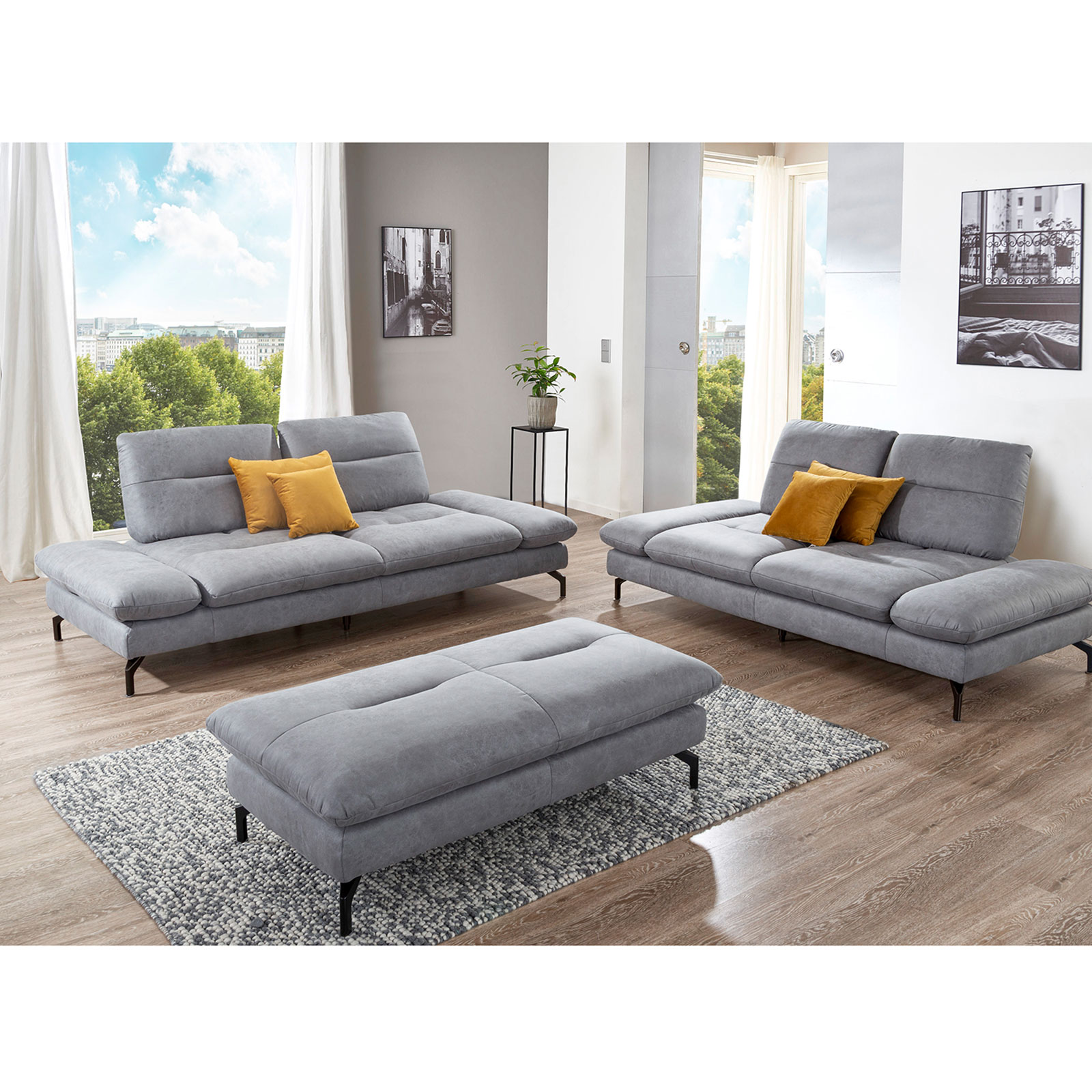 Hocker - grau - Microfaser
