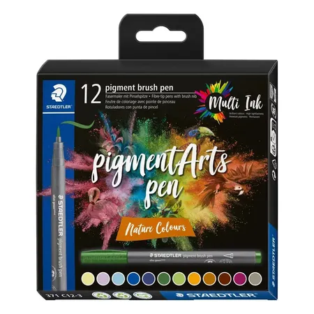 STAEDTLER® pigment brush pen 371 - Nature Colours, 12-teilig