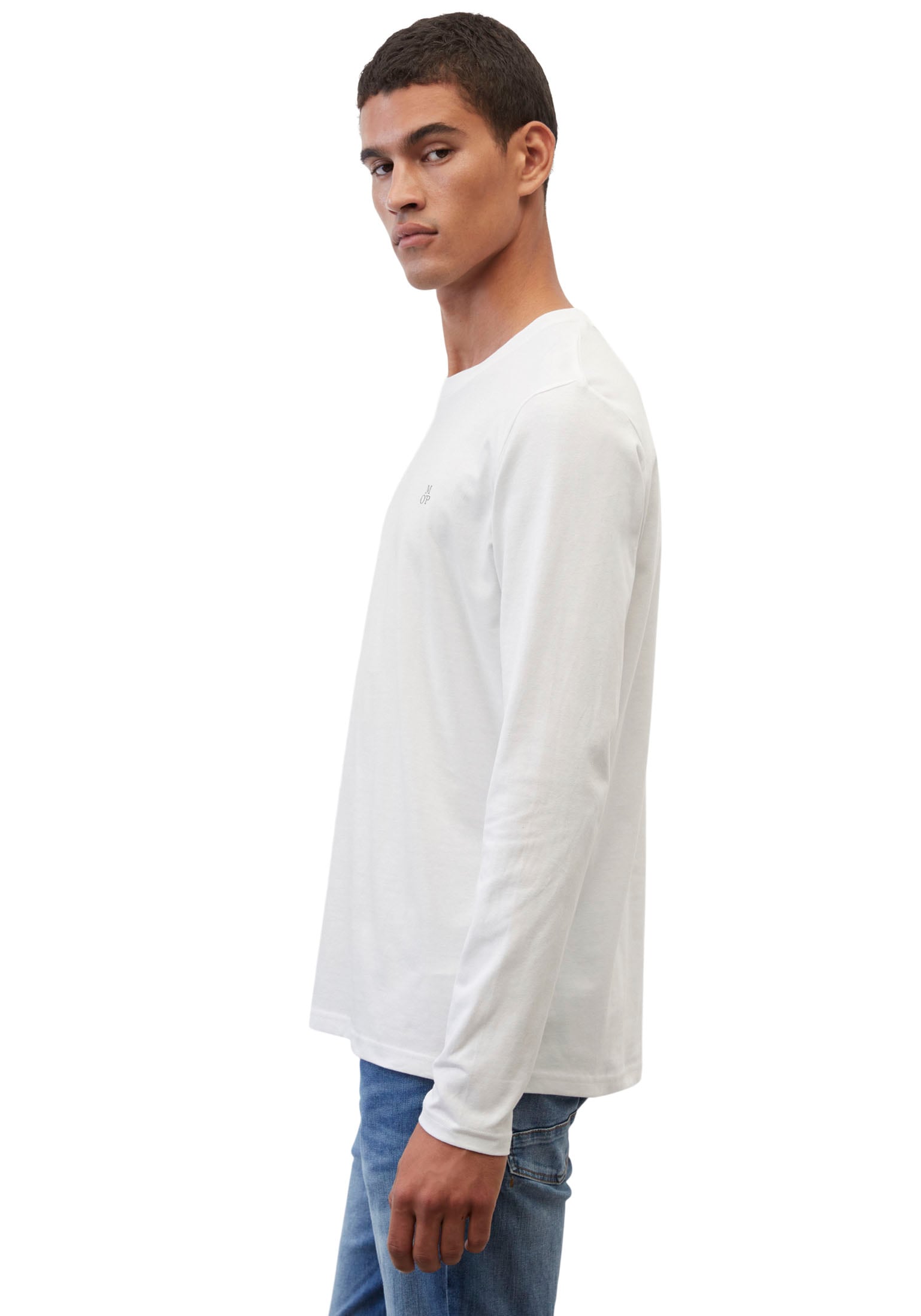 Marc O'Polo Langarmshirt mit dezentem Logo-Print vorne