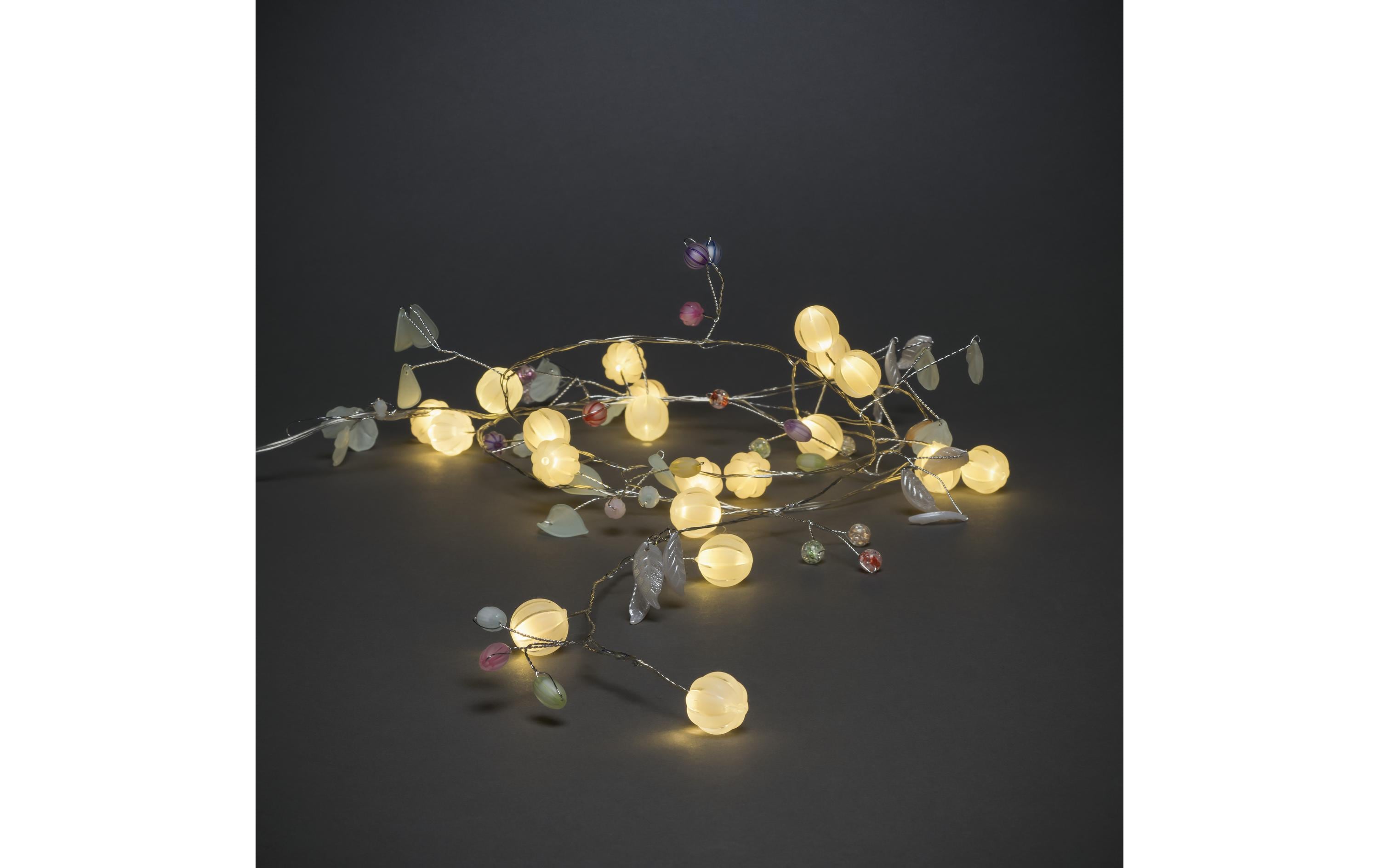 LED Lichterkette Blätter/Beeren, 20 LampenLichterkette mit Dekoration