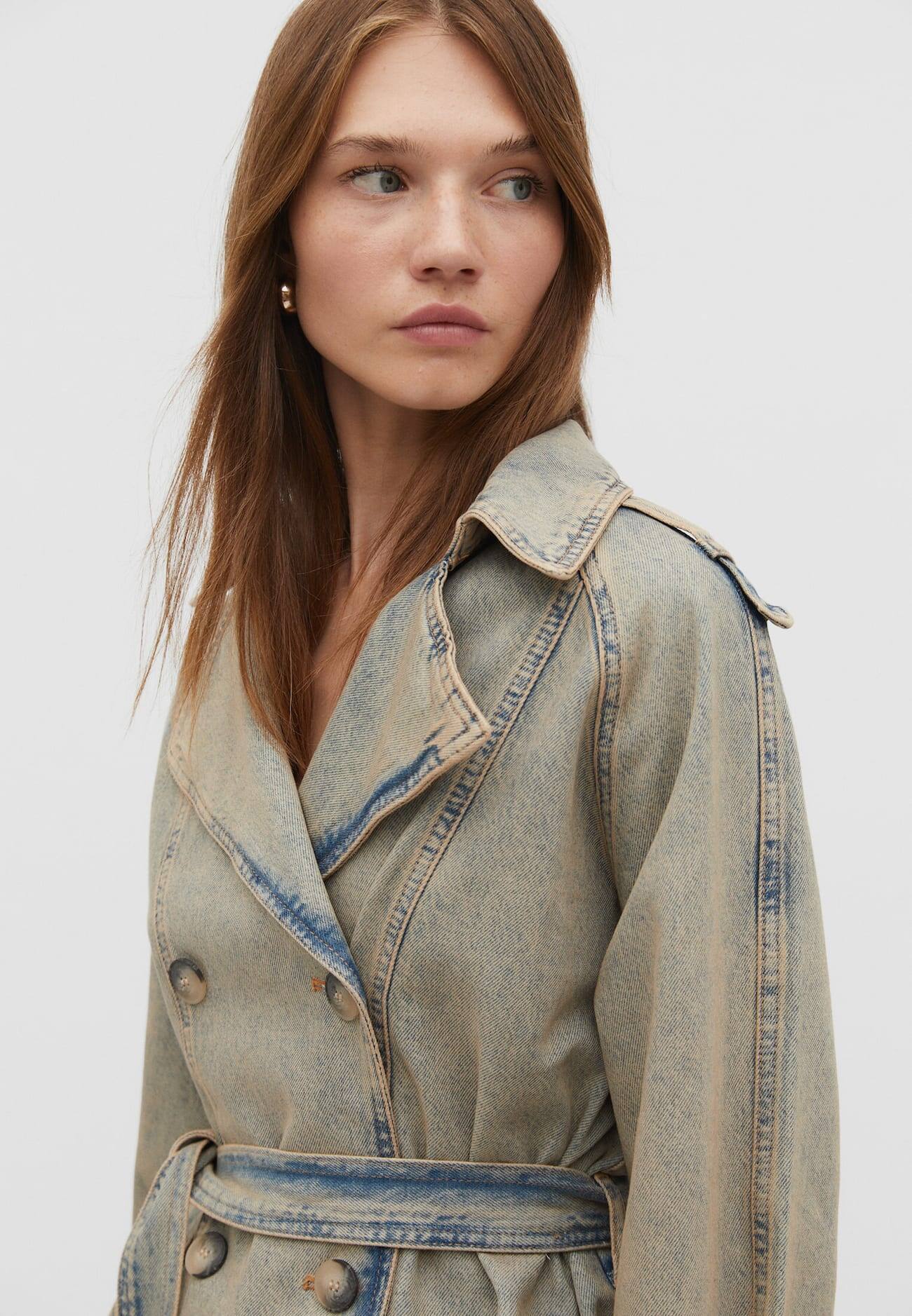Trench coat jeans com cinto