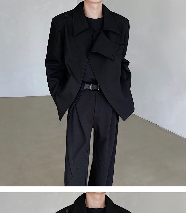Orungeetun - Asymmetrische blazer met lange mouwen en effen kleur