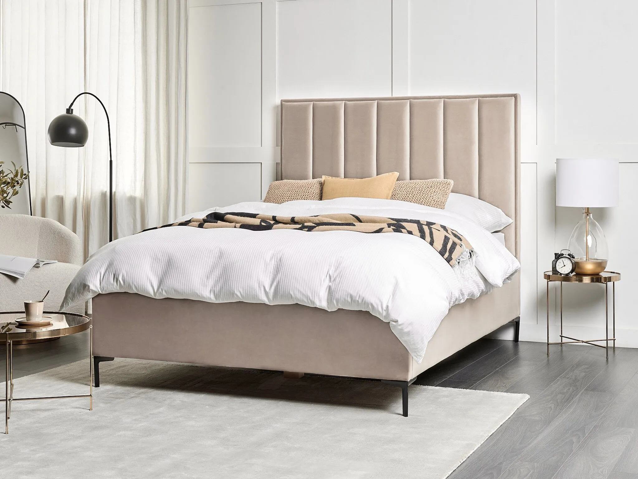 Bed met opbergruimte Fluweel SEZANNE 180 x 200 cm Taupe