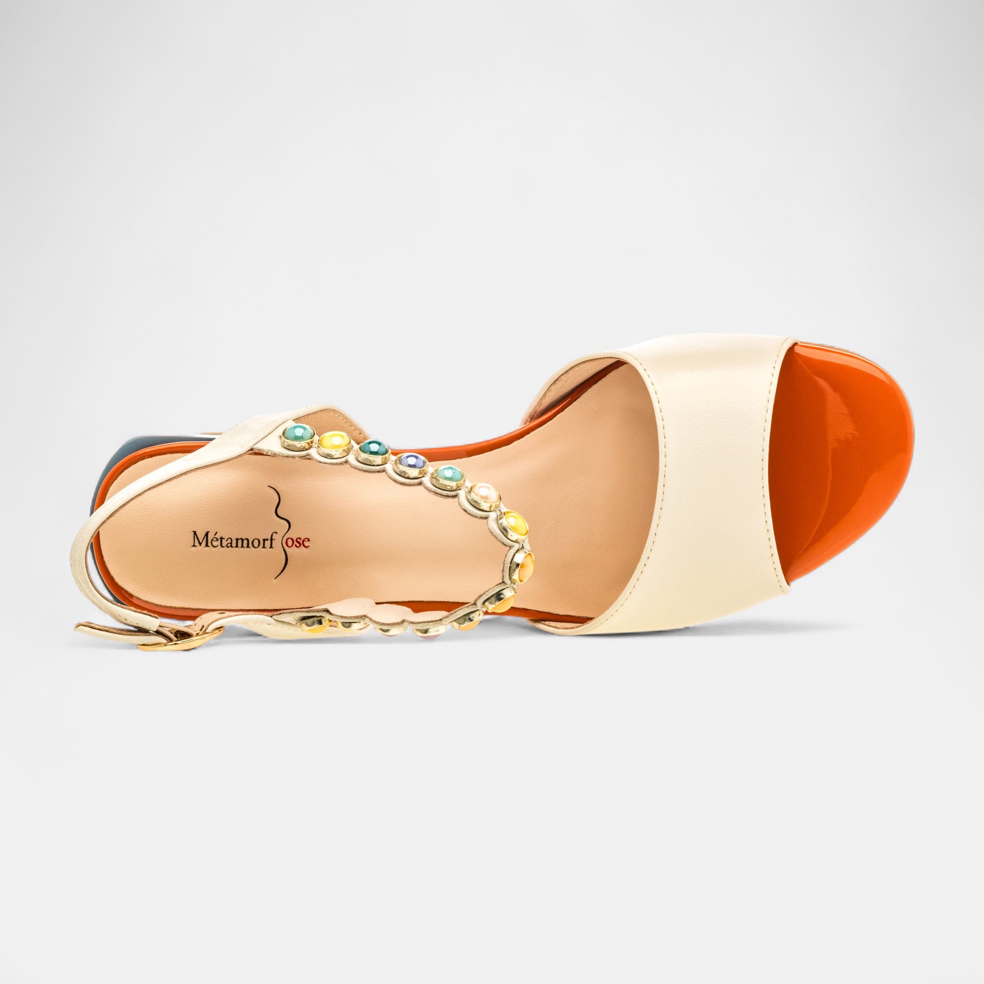 Nu-pieds à talon Femme en cuir blanc