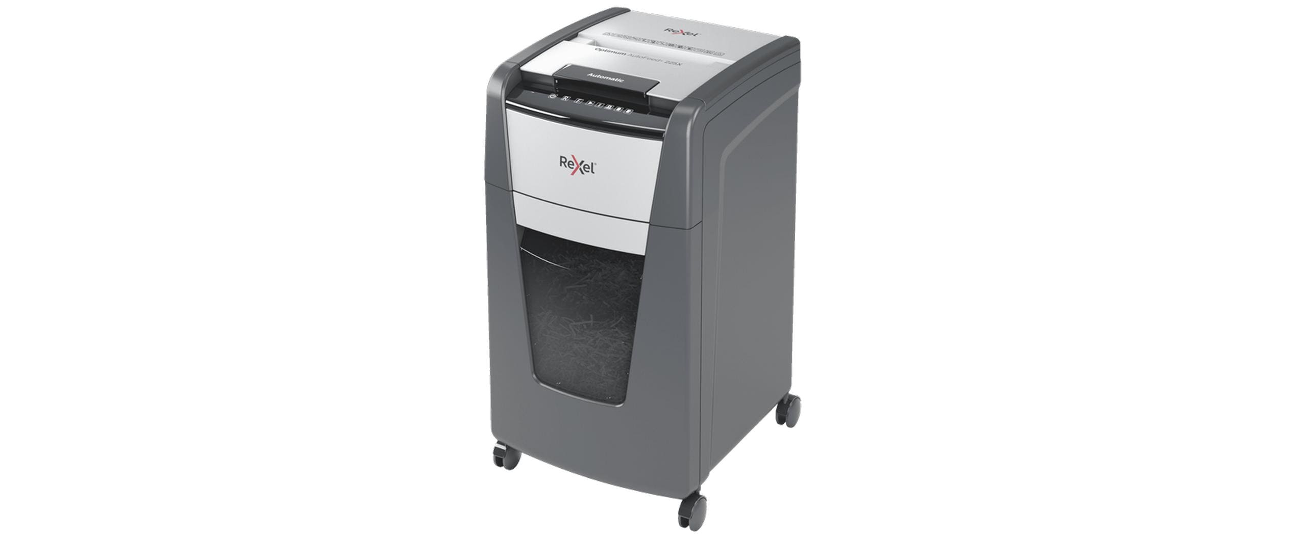 Aktenvernichter Rexel Optimum AutoFeed+ 225X, P-4<br>Automatischer Schredder (auto) für sichere Vernichtung vertraulicher Unterlagen (bis zu 225 Blatt)