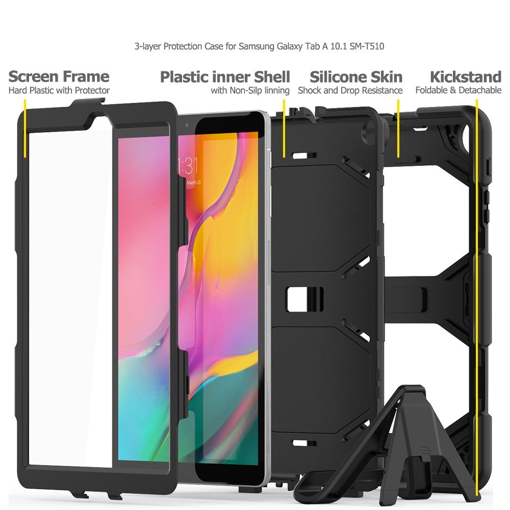Samsung Galaxy Tab A 10.1 (2019) Outdoor Silikon Schutz Case Hülle - Schwarz