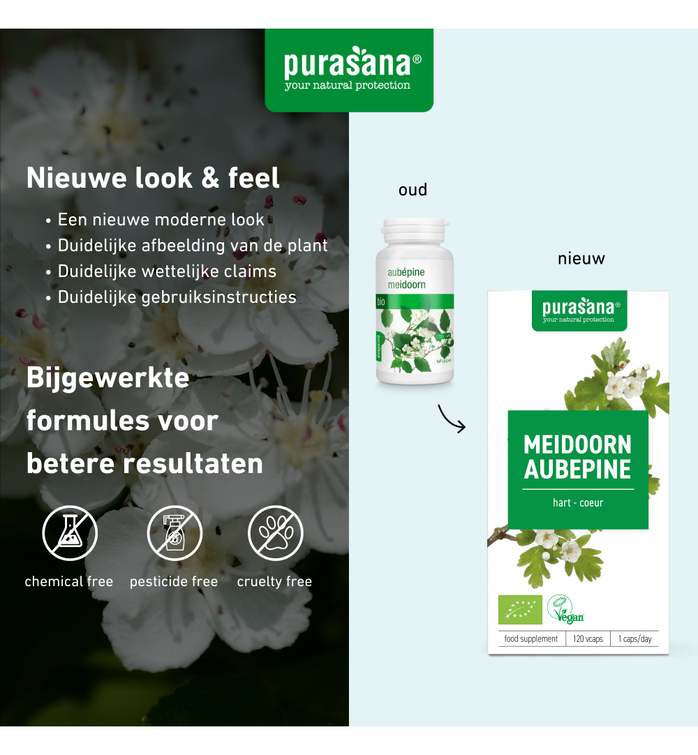 Purasana Meidoorn/Aubepine Vegan Bio (120 vega capsules)