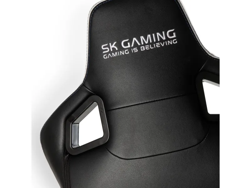 Noblechairs EPIC SK Gaming Edition - Spillestol - ergonomisk - armstøtter - T-formet - vippe - drejeled - polyuretan-læder - sort, hvid, blå