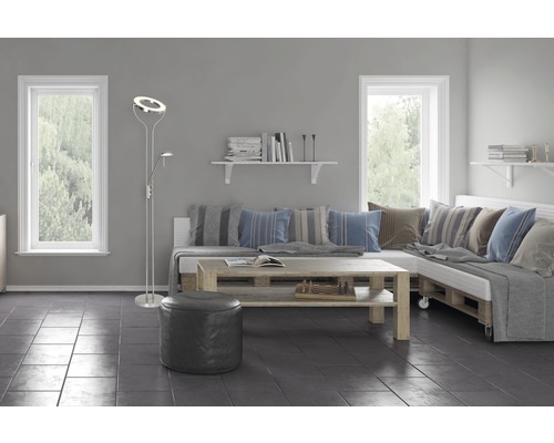 LED plafondlamp 1600/380 lm 3000 KH 195 cm Demian met leeslamp ijzer/chroom