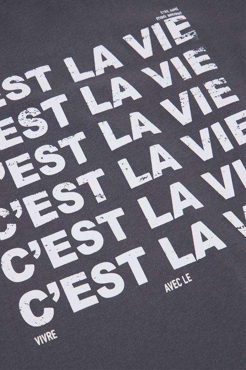 Donkergrijs T-shirt C'est la vie