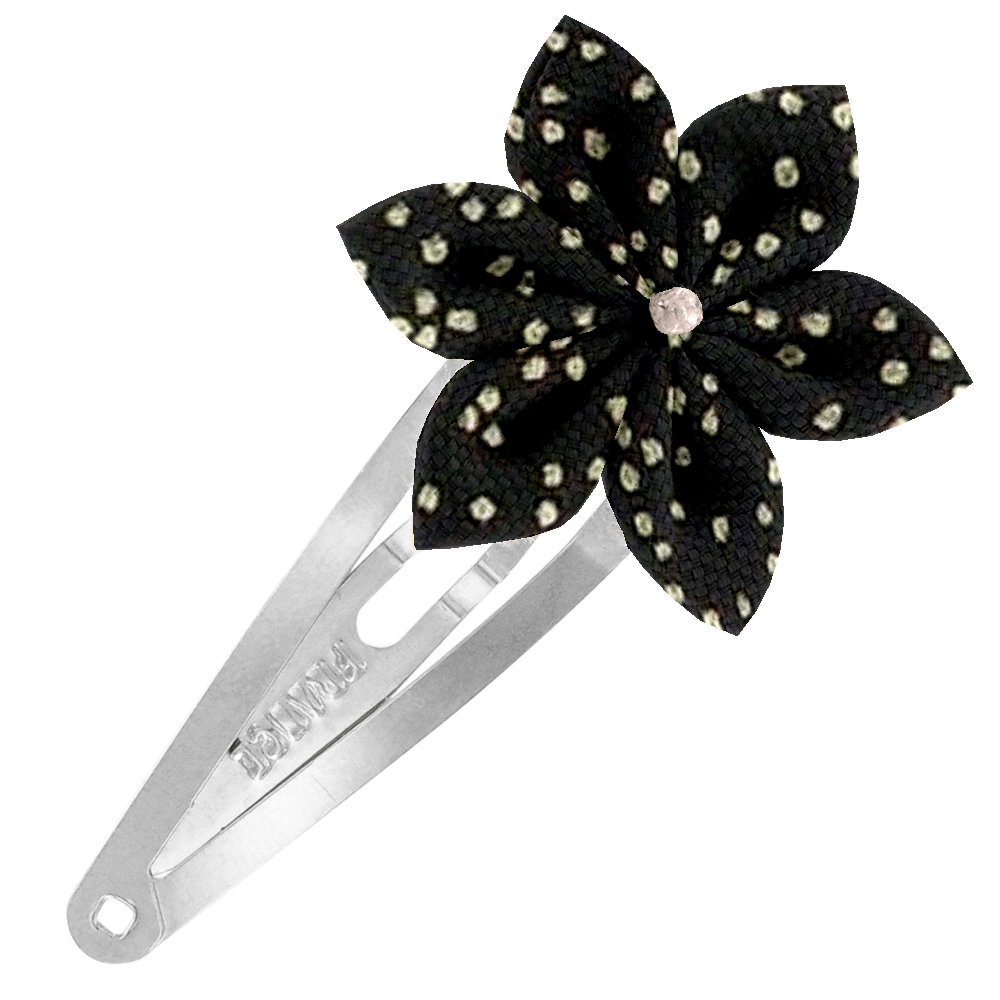 Barrette Clic-Clac Fleur Étoile Noir Pailleté