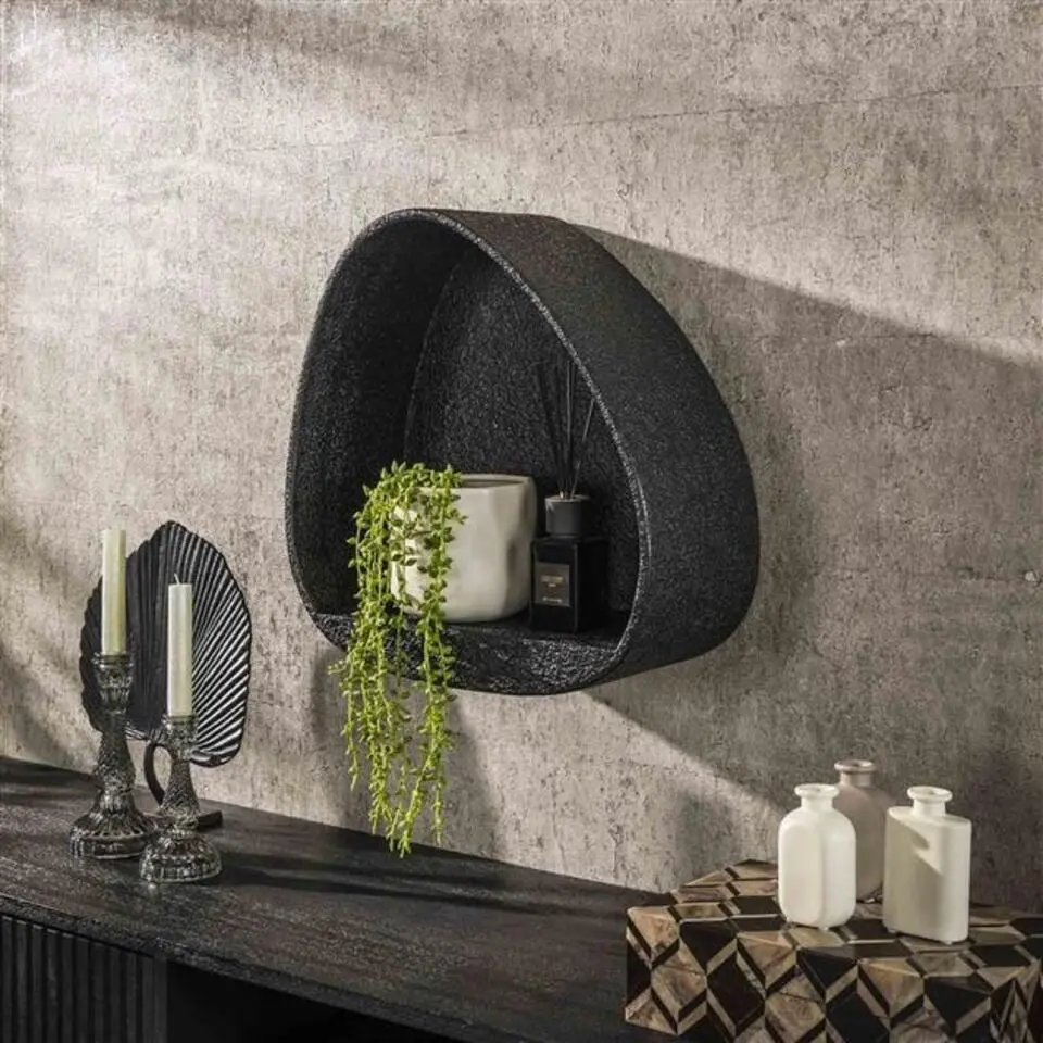 Wandschap Grijs Metaal - 42x21x45cm - Metallic Driehoek