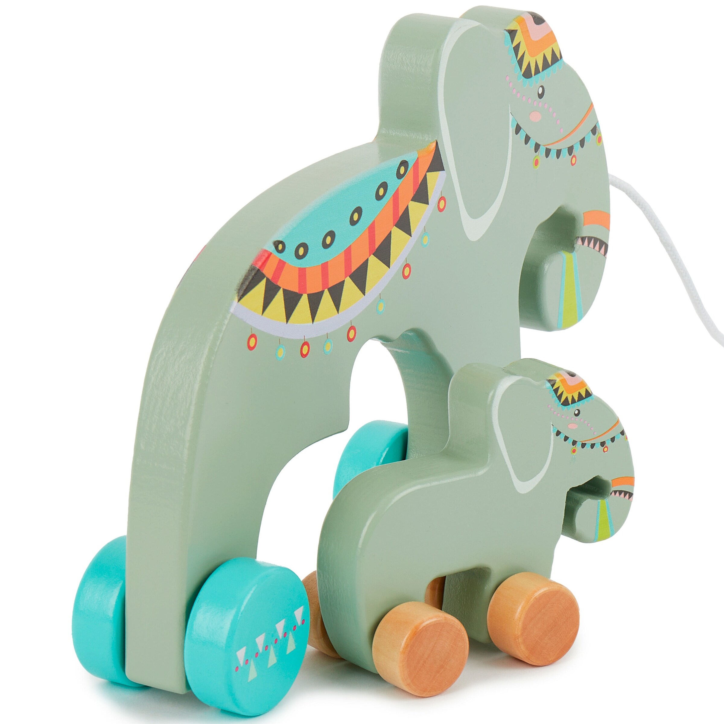 Bieco Nachzietier Elefant Holz Set - ab 12 Monate Mehrfarbig