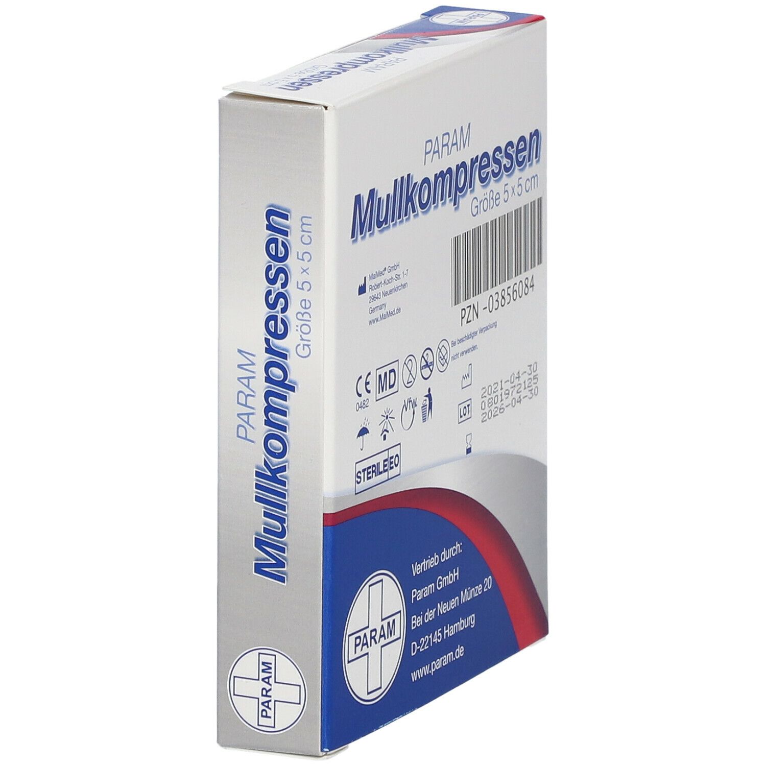 PARAM Mullkompressen 5 cm x 5 cm steril 8-fach
