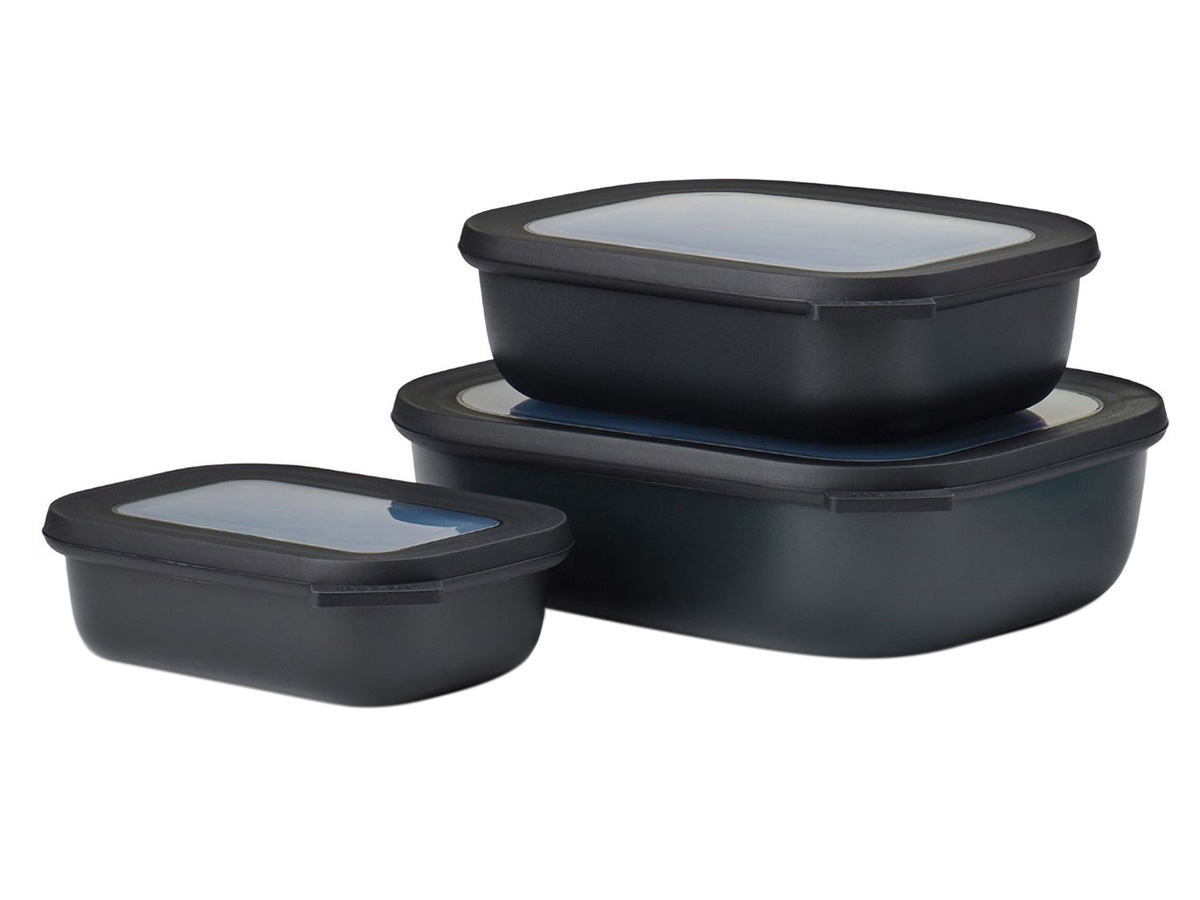 Mepal Cirqula 3-delig rechthoekige vershouddozen - Black
