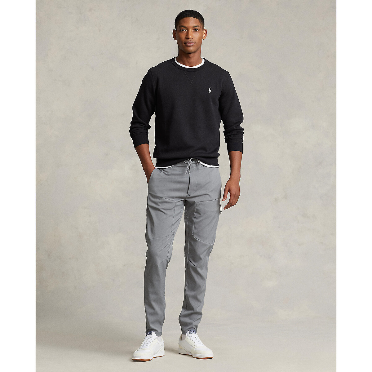 POLO RALPH LAUREN<br>Moletom de algodão com gola redonda e logotipo bordado