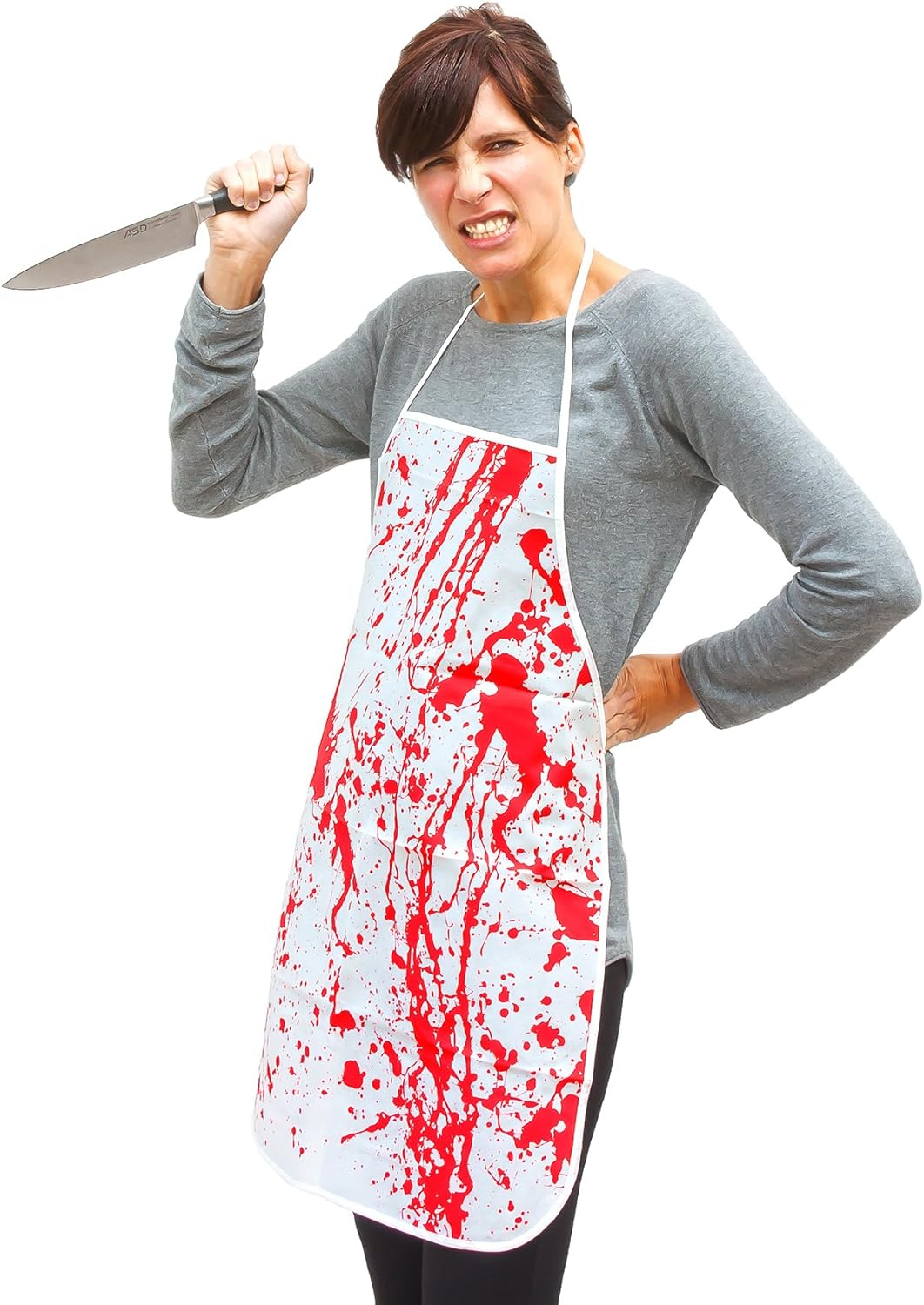 (3er Set) Fasnachts Erwachsenen Kostüm Blutige Schürze Horror Metzger Verkleidung für Motto Partys / Halloween - Weiss / Rot