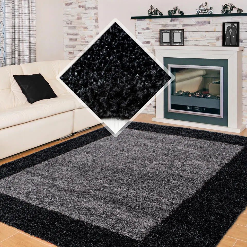 Basic Shaggy Kader vloerkleed Antraciet / Grijs Hoogpolig - 200x290 CM