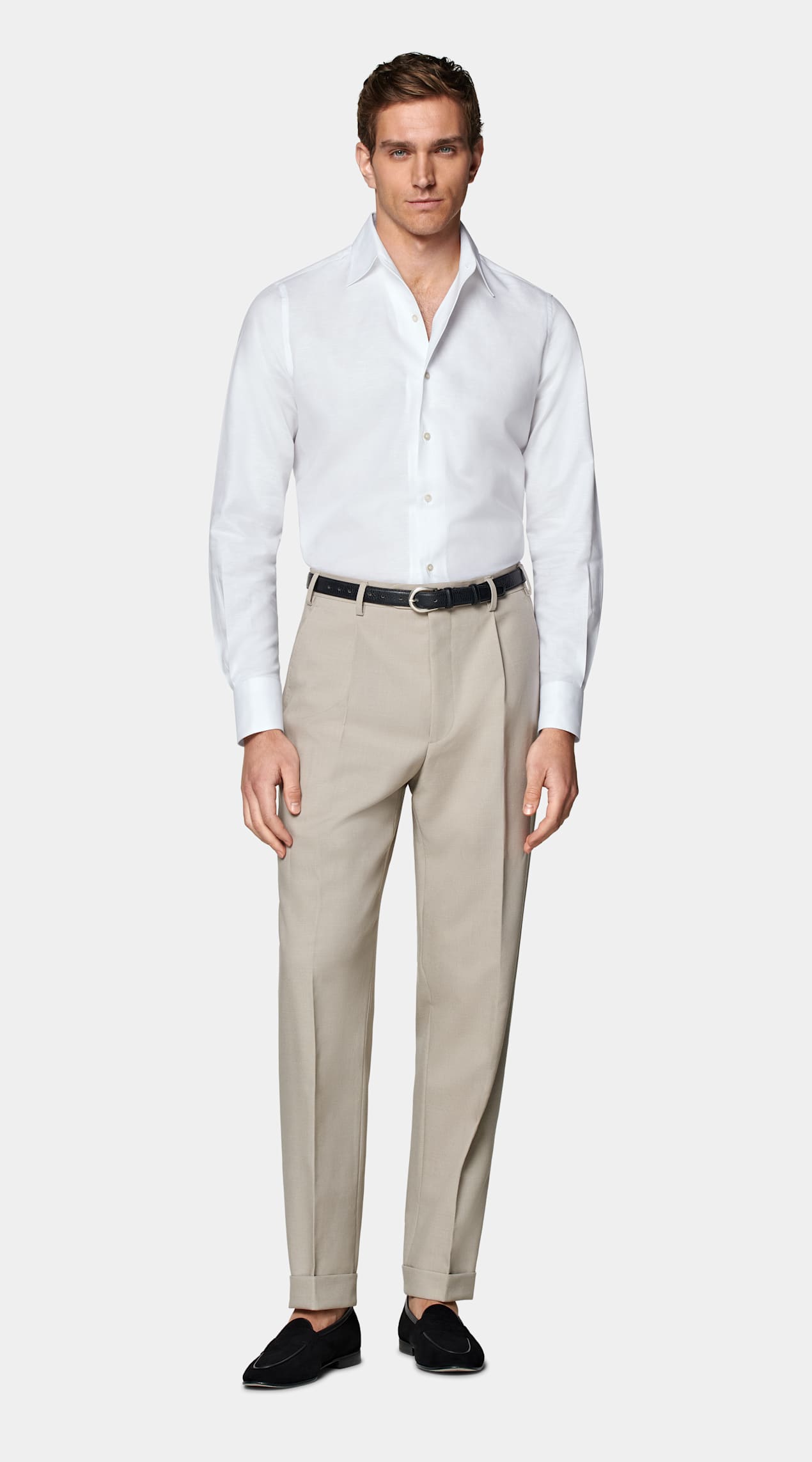 Chemise coupe ajustée avec col d'une seule pièce blanche