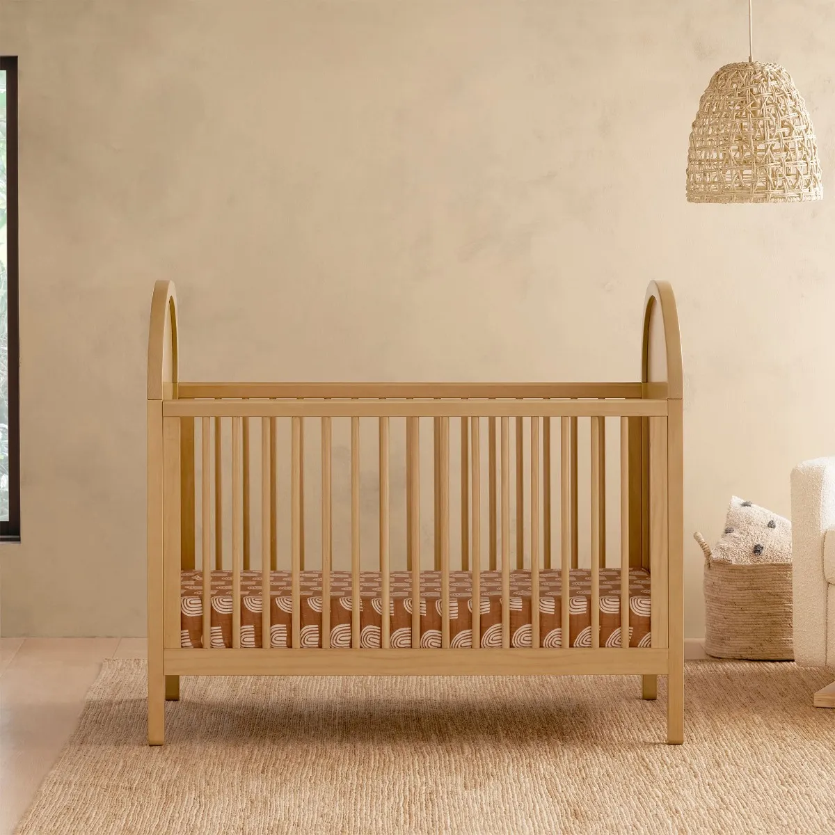 Babyletto Couchette Convertible 3 en 1 Bondi Cane avec Kit de Conversion Lit pour Tout-petit - Miel  Rotin