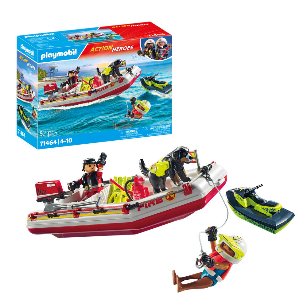 PLAYMOBIL Action Heroes brandweerboot met waterscooter 71464