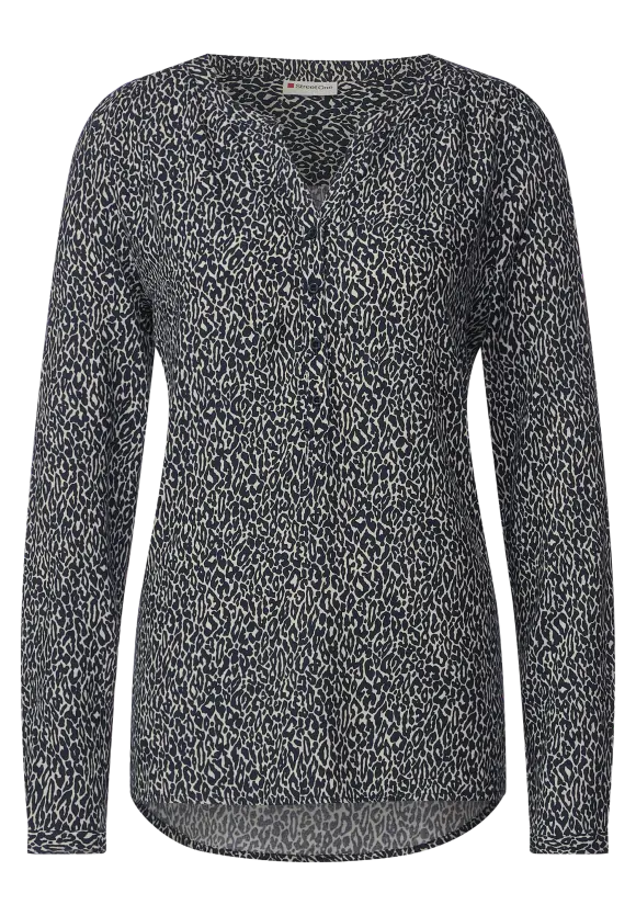 Bluse mit kurzer Knopfleiste - deep blue