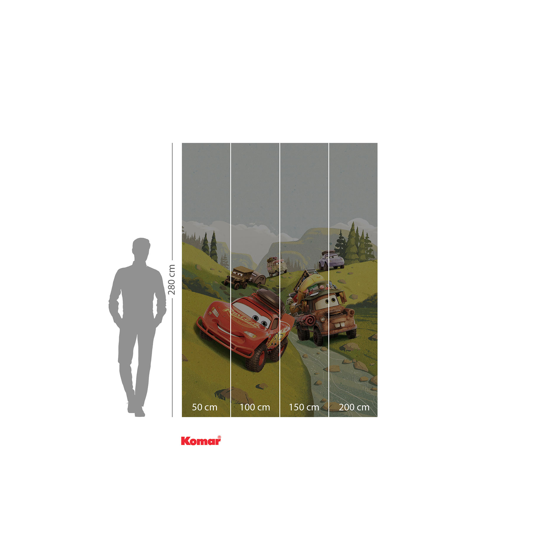 Vlies-Fototapete CARS CAMPING - bunt - 200x280 cm