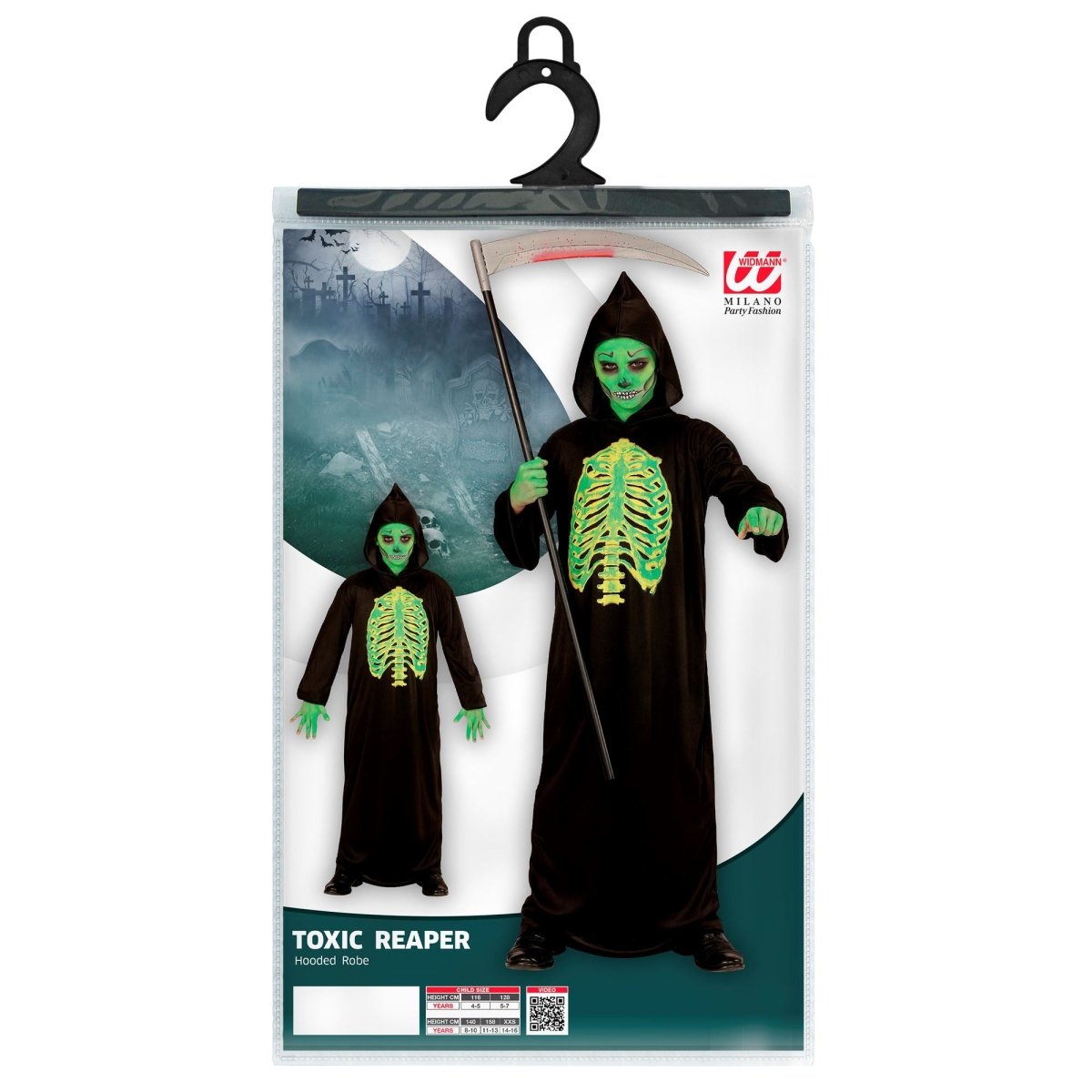 Halloween Kostuum Zwart Groen Kind Magere Hein 2 delig