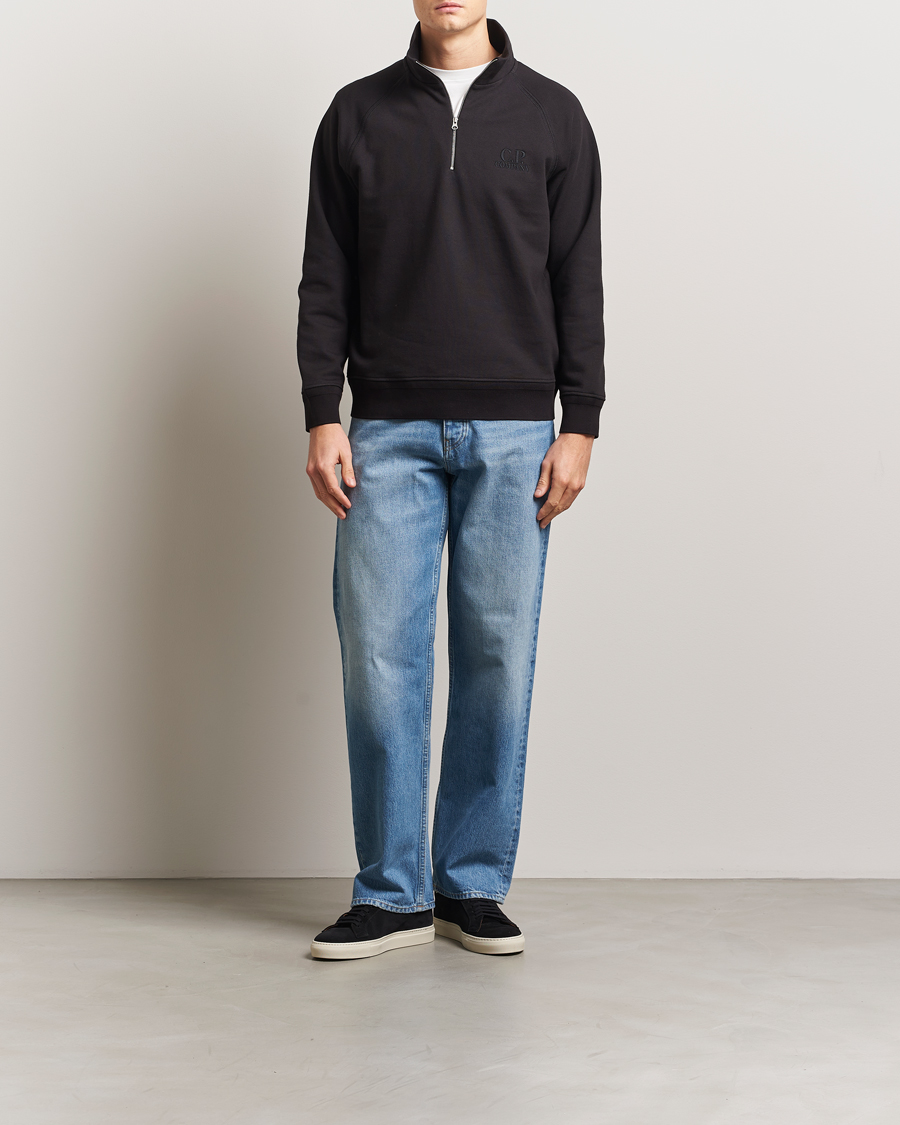 C.P. Company Diagonal Raised Fleece Half Zip Black