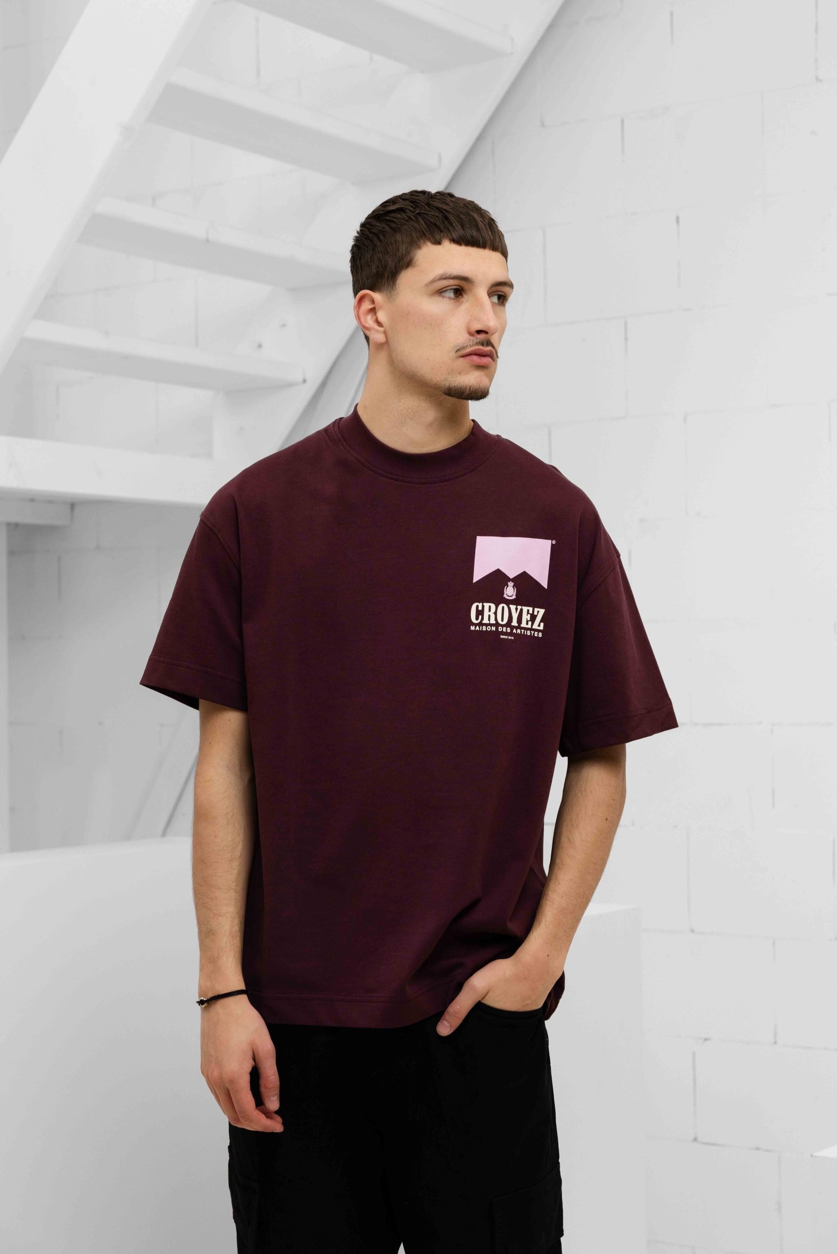 Croyez Maison Fumes T-Shirt Heren Donkerrood