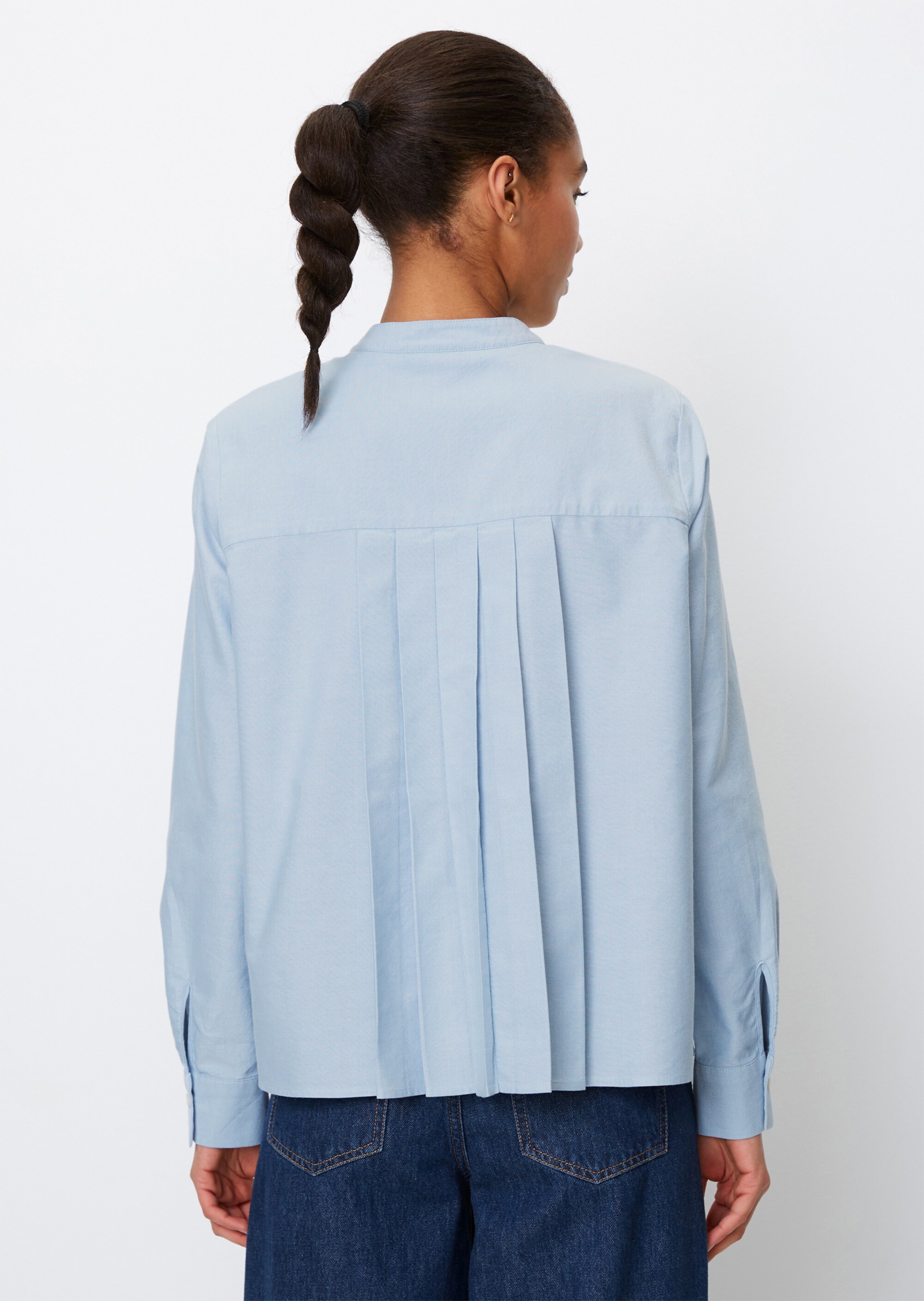 Bluse mit Falten-Detail regularaus Oxford-Qualität
