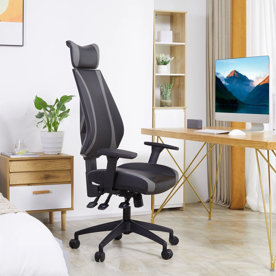 HOMCOM Bürostuhl dicke Polsterung, ergonomisch geformt, gemütliche polsterung Schwarz