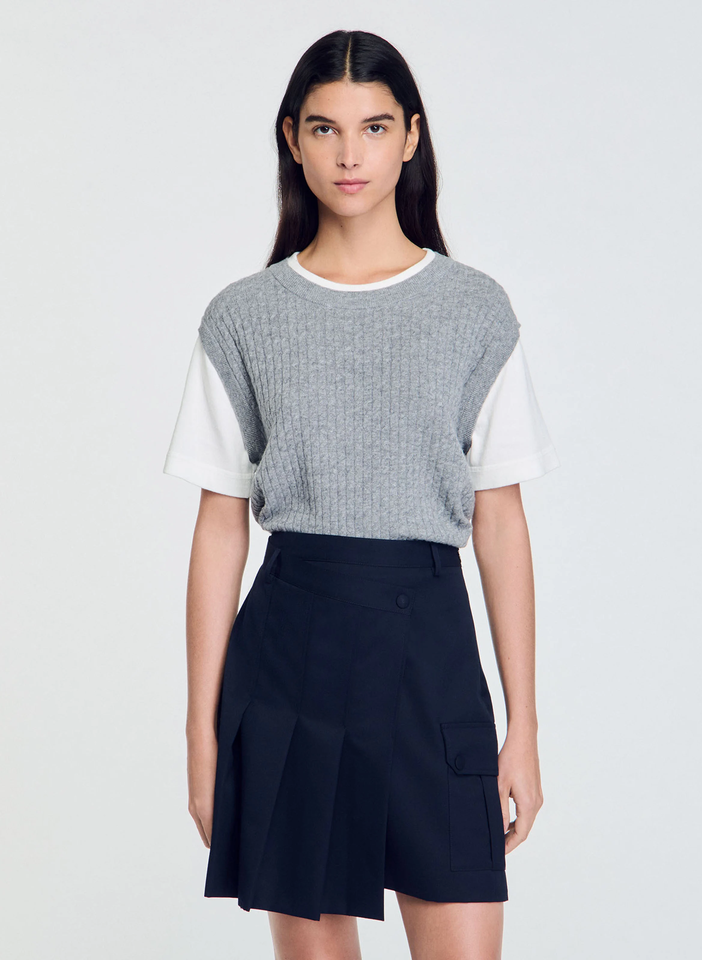 Pull col rond en laine mélangée | Gris