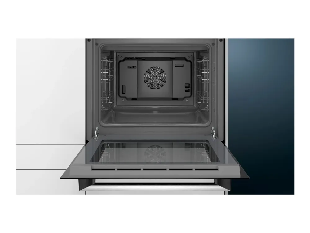 Siemens iQ100 HB010FBR1S - Ovn - til indbygning - niche - bredde: 56 cm - dybde: 55 cm - højde: 57.5 cm - Klasse A - rustfrit stål
