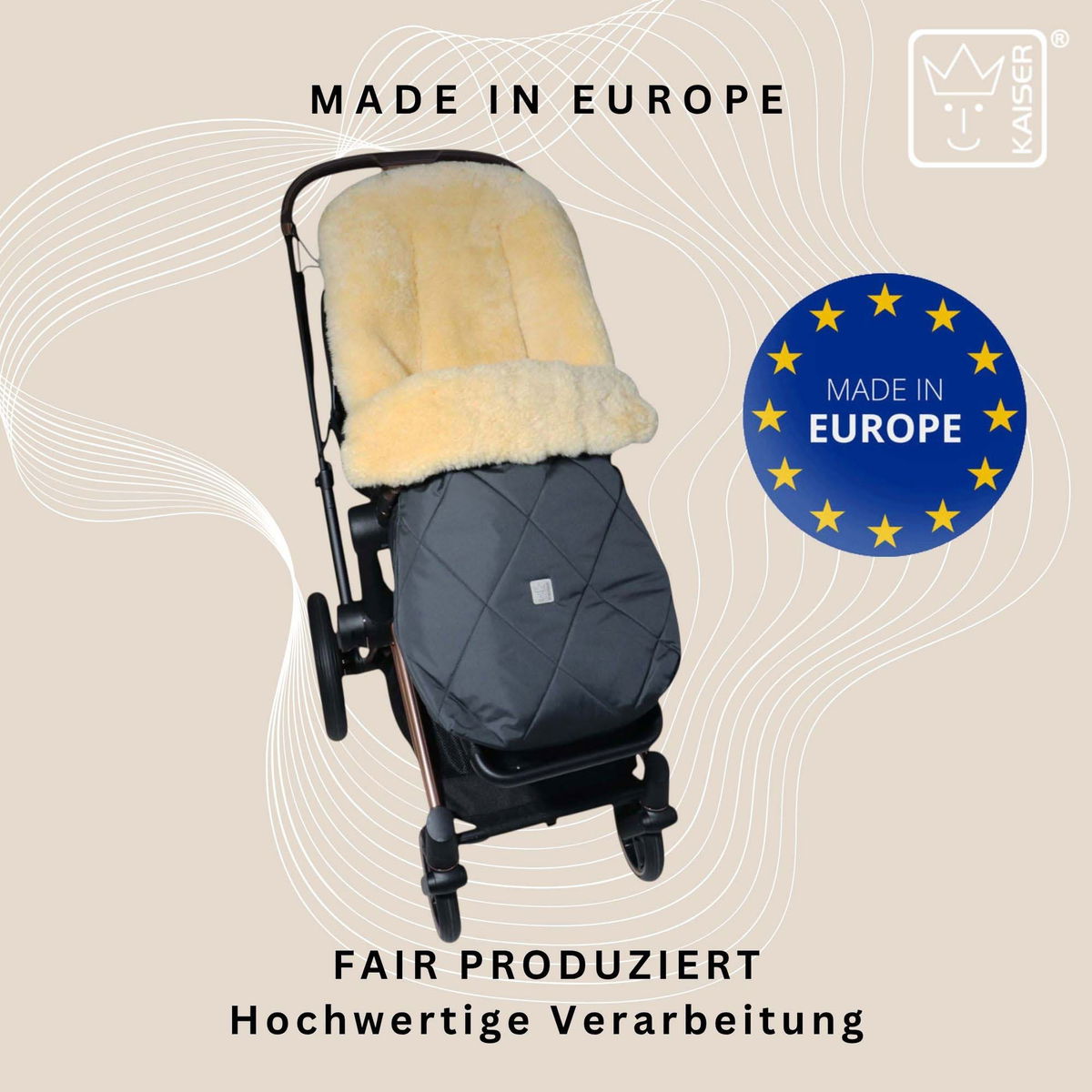 KaiserKaiser   COOSY Lammfell Kinderwagen Fusssack anthracite