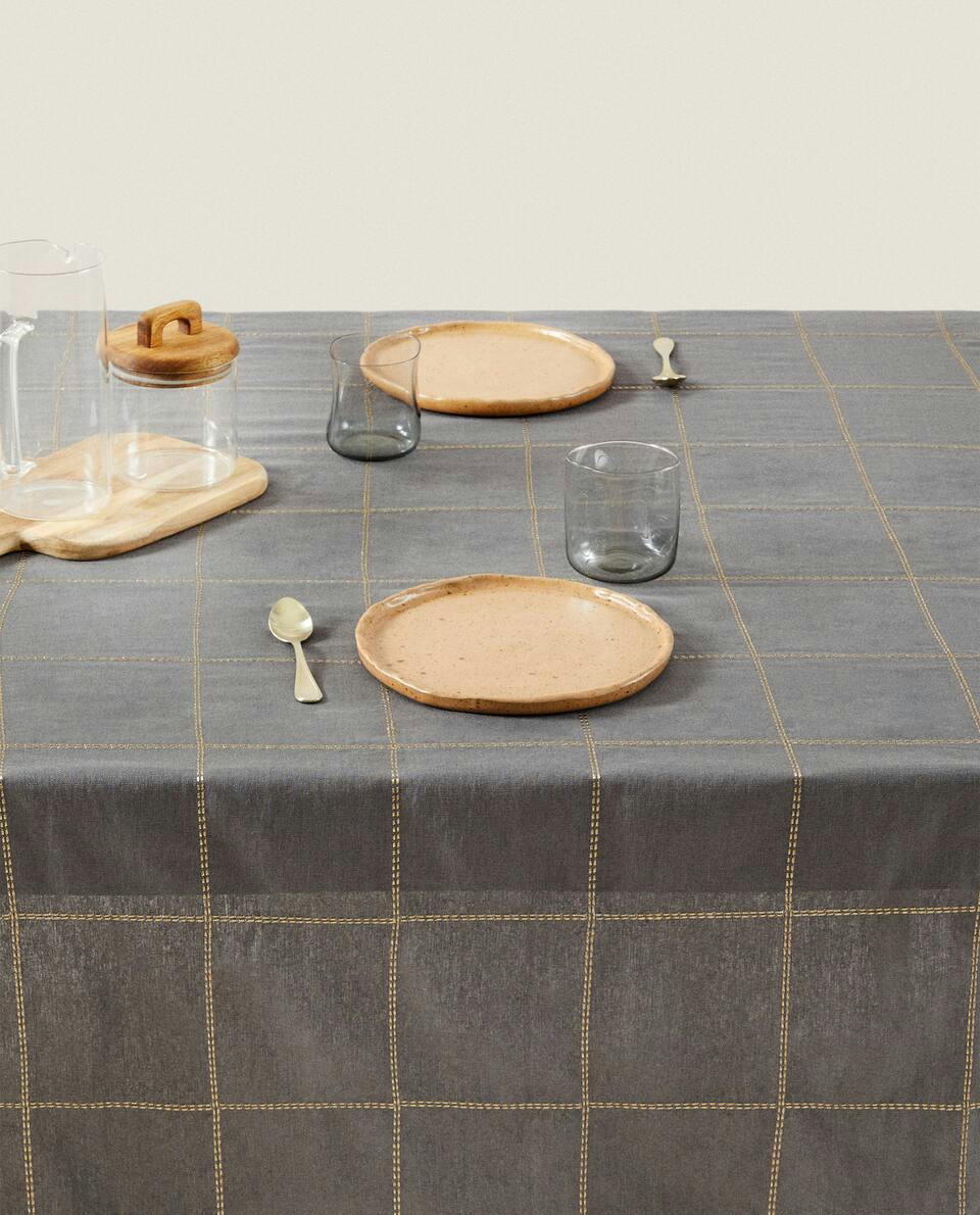 TOALHA DE MESA DE LINHO COM CORRENTE DE NATAL