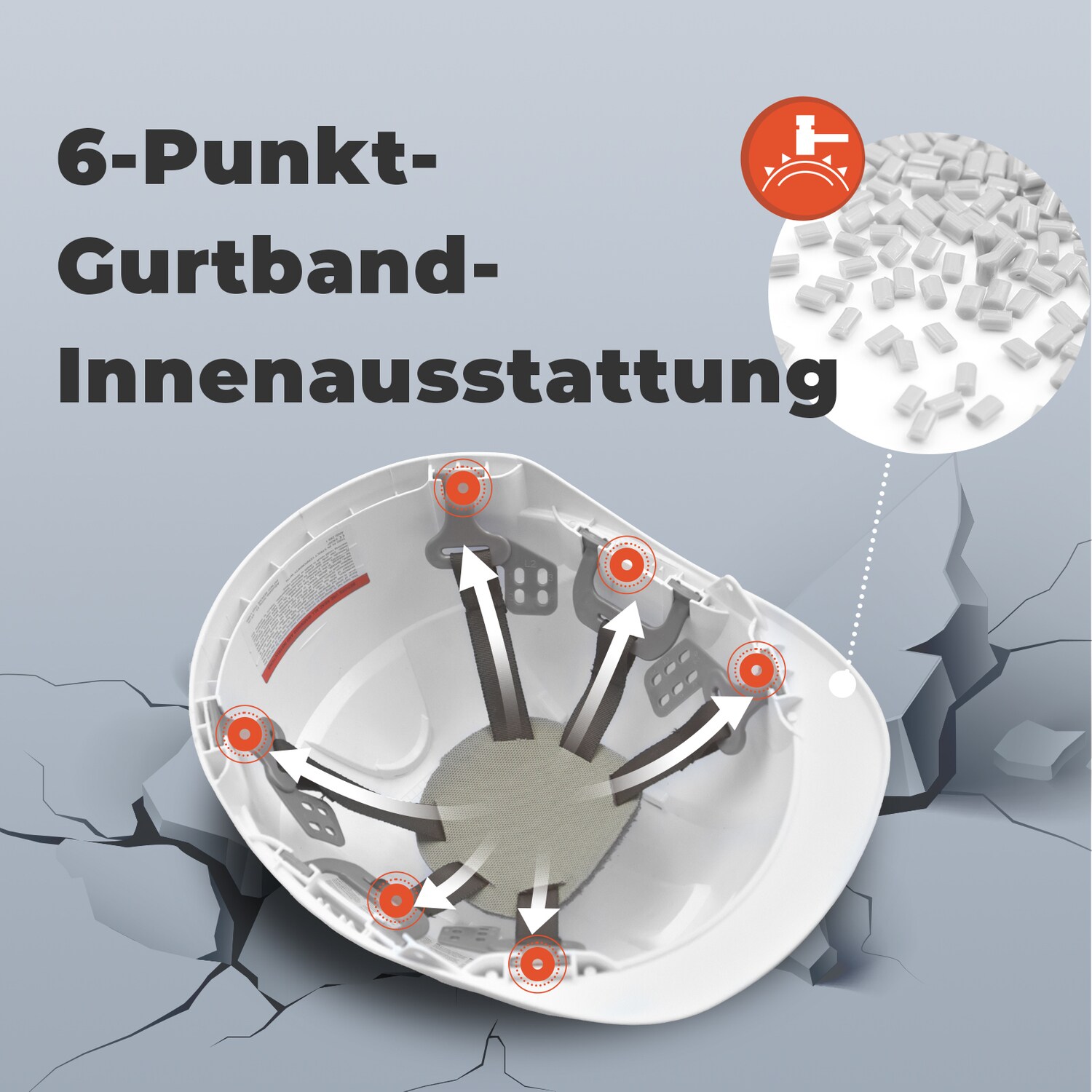 Mustbau MBU-GM16-WHI Bauhelm,Schutzhelm,Arbeitshelm,Bauarbeiterhelm,52-66cm Einstellbar