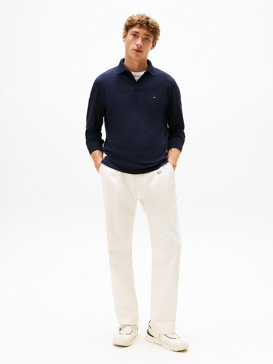 TOMMY HILFIGER<br>Camisa polo reta de manga comprida, malha piqué 1985