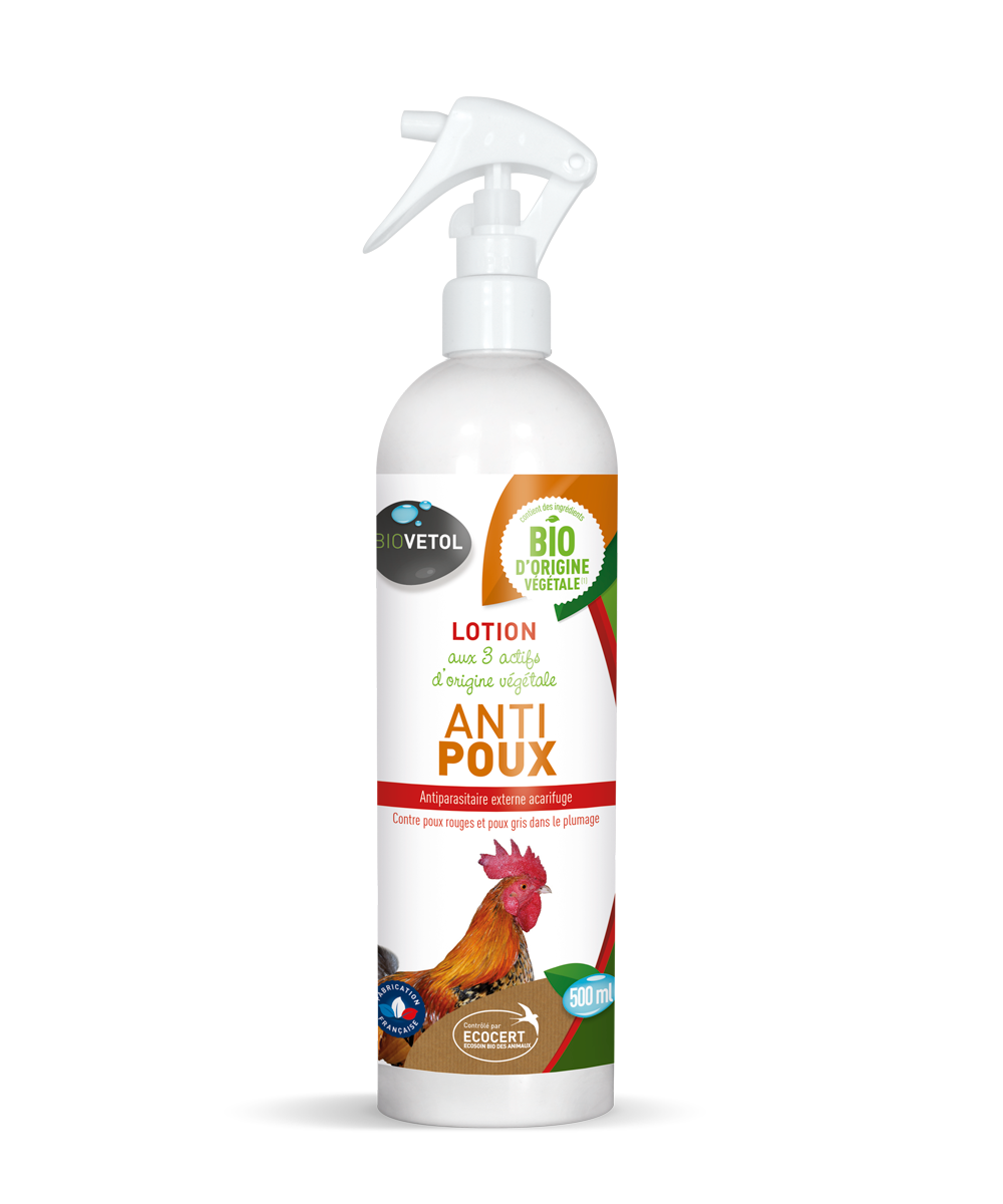 Lotion anti-poux bio -insectifuge certifié ecocert - soin basse-cour - 500ml
